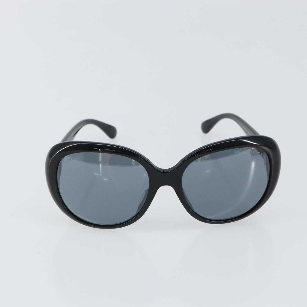 CHANEL Sunglasses plastic Black CC Auth SW1986