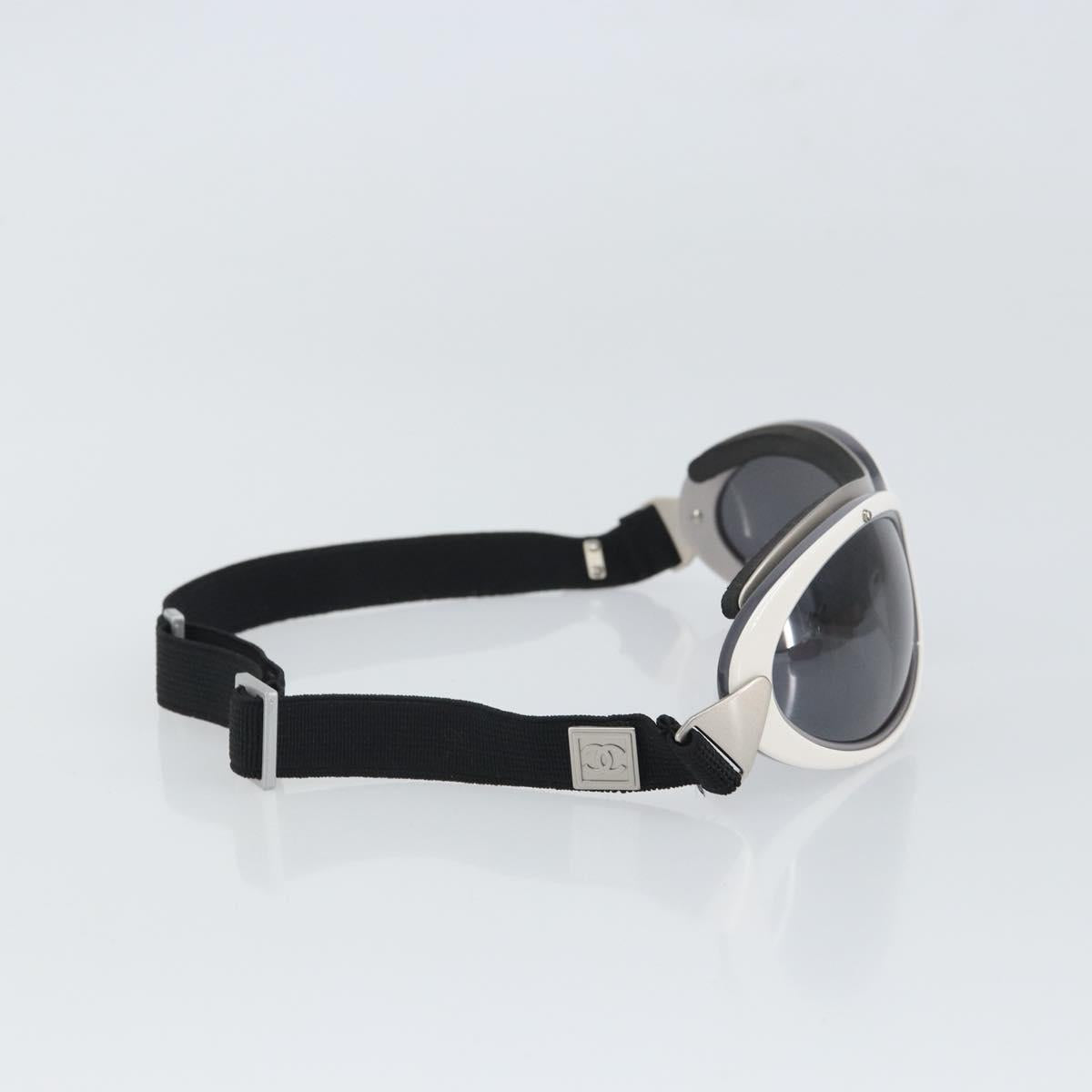 CHANEL Goggles Sunglasses plastic Black CC Auth SW1992