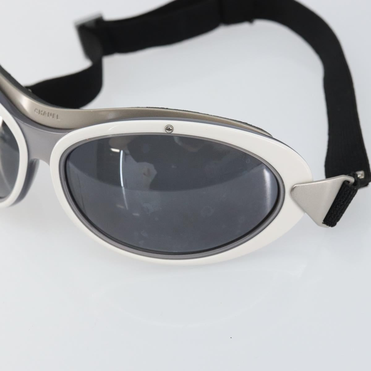 CHANEL Goggles Sunglasses plastic Black CC Auth SW1992