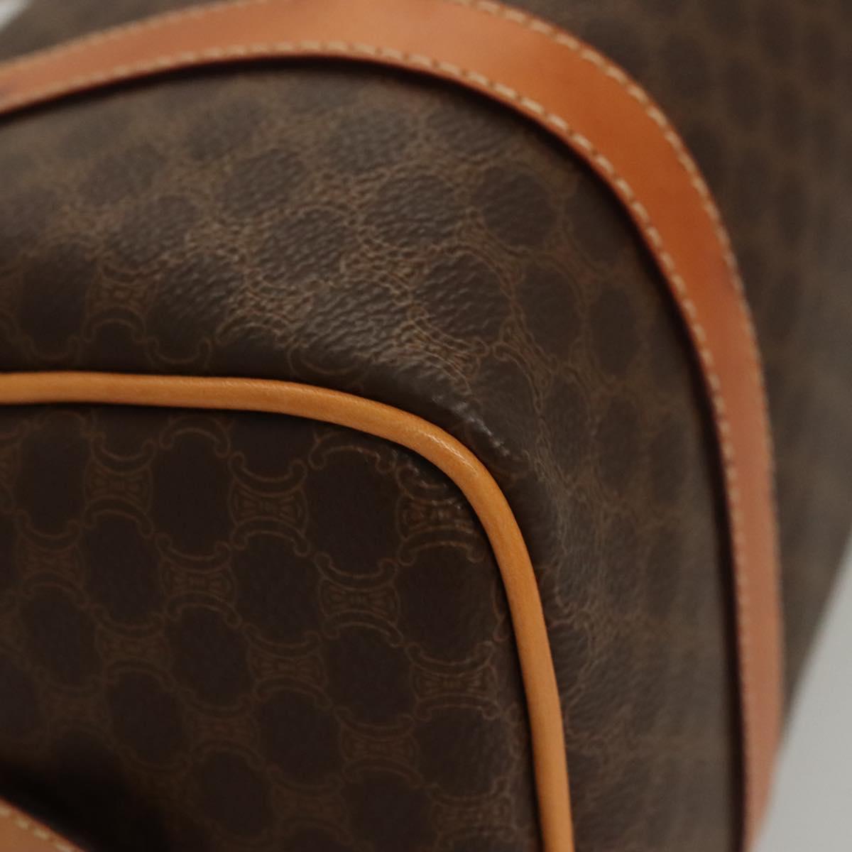 CELINE Macadam Canvas Hand Bag PVC Leather Brown Gold Auth sw200V