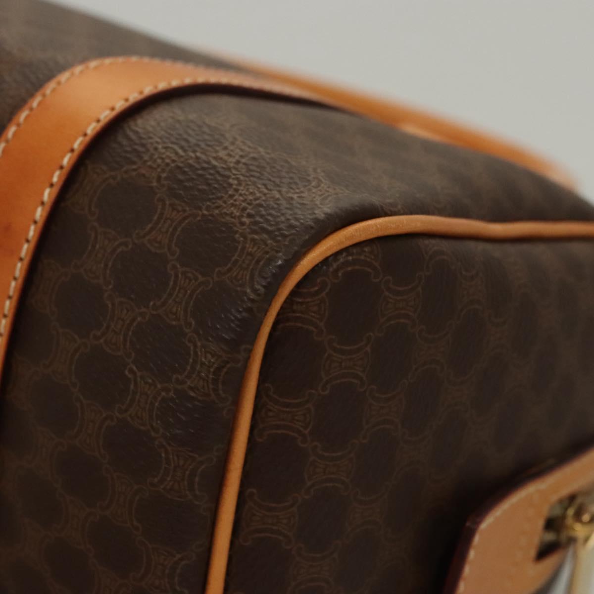 CELINE Macadam Canvas Hand Bag PVC Leather Brown Gold Auth sw200V