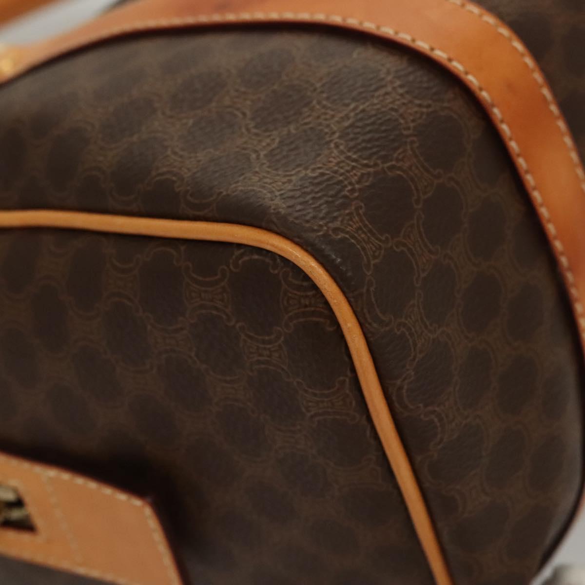 CELINE Macadam Canvas Hand Bag PVC Leather Brown Gold Auth sw200V