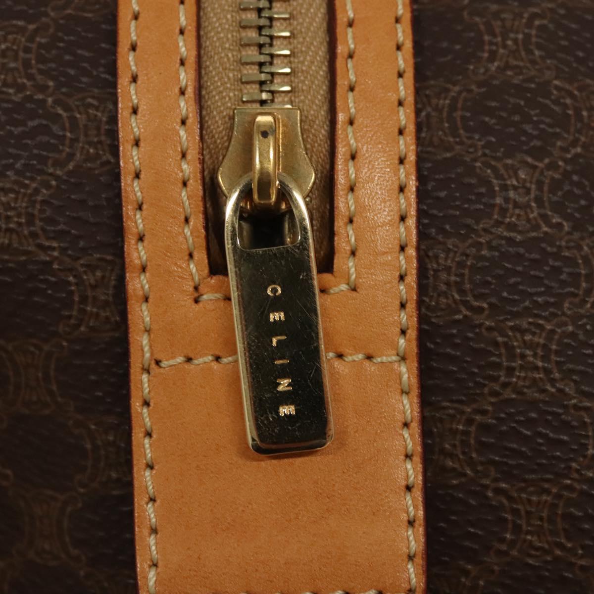 CELINE Macadam Canvas Hand Bag PVC Leather Brown Gold Auth sw200V