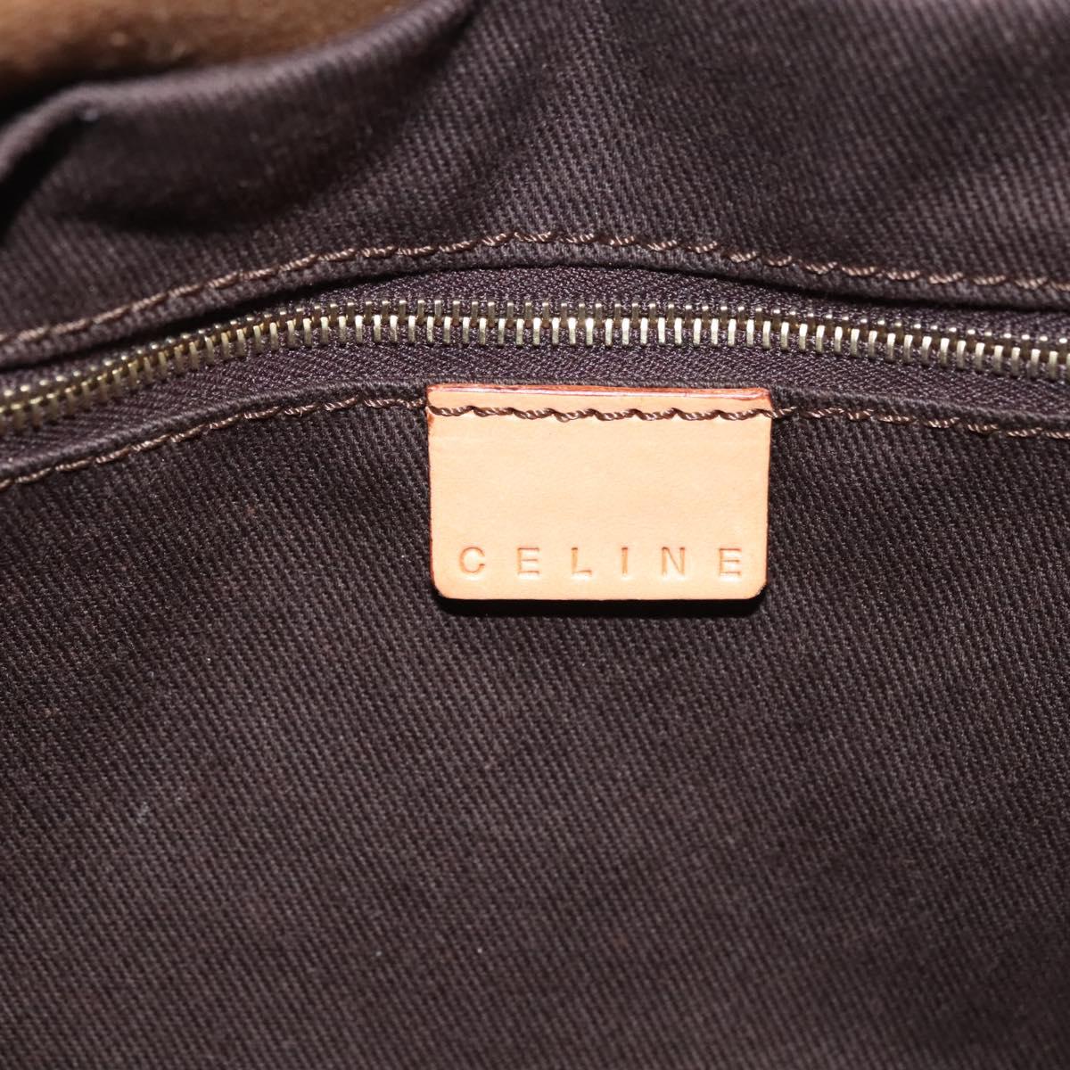 CELINE Macadam Canvas Hand Bag PVC Leather Brown Gold Auth sw200V