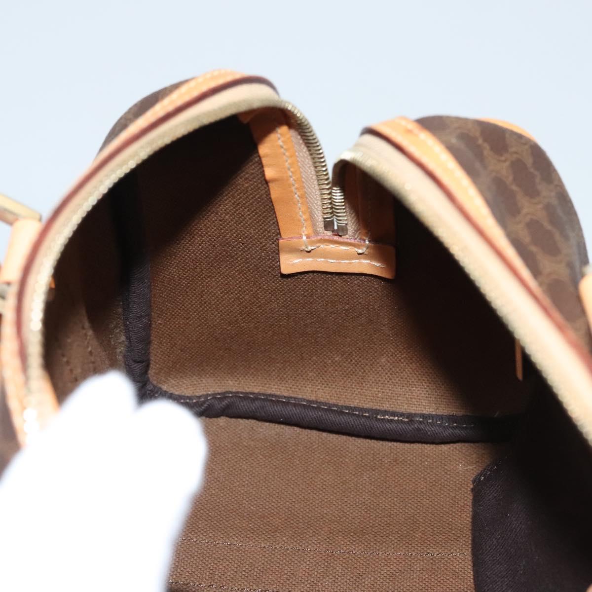 CELINE Macadam Canvas Hand Bag PVC Leather Brown Gold Auth sw200V