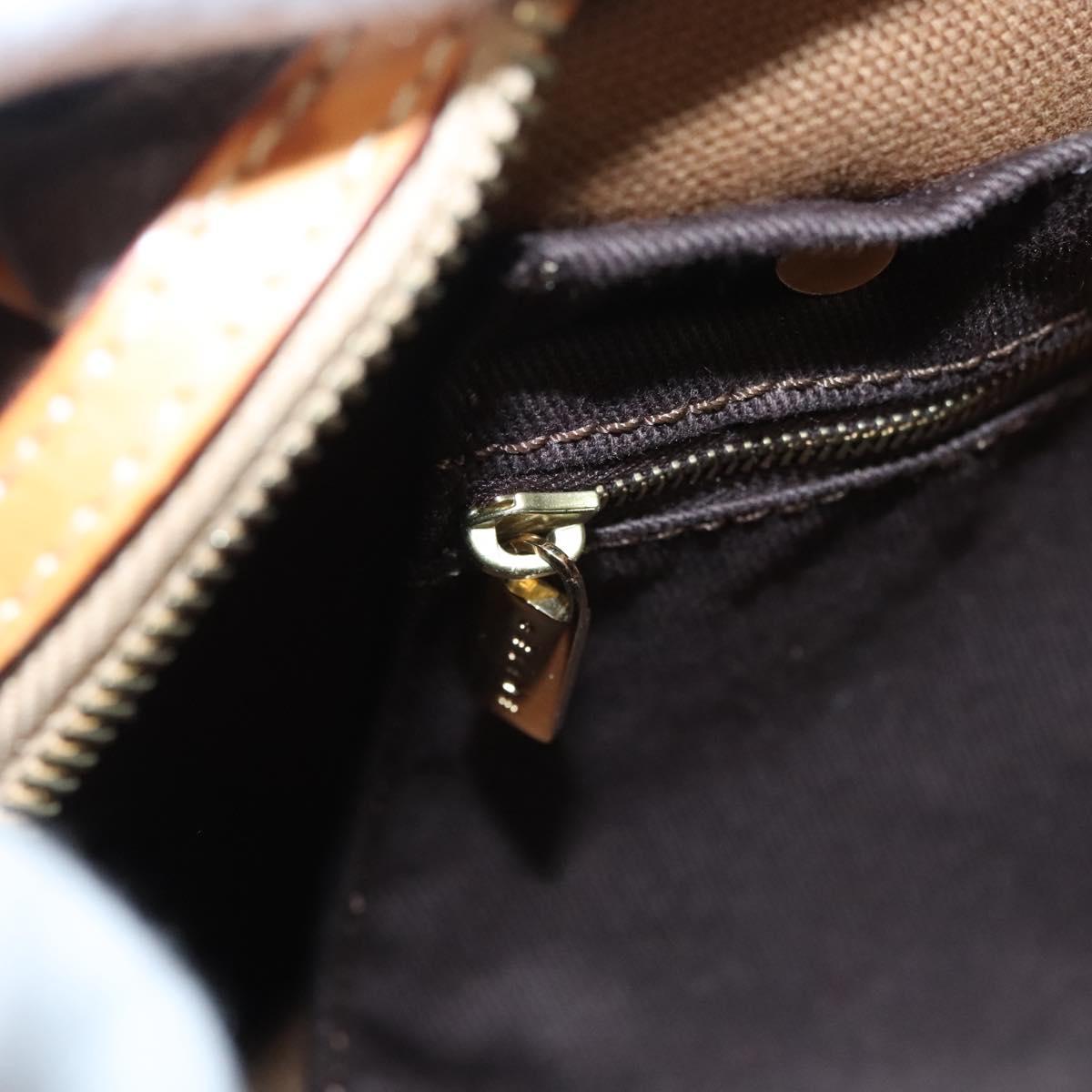 CELINE Macadam Canvas Hand Bag PVC Leather Brown Gold Auth sw200V