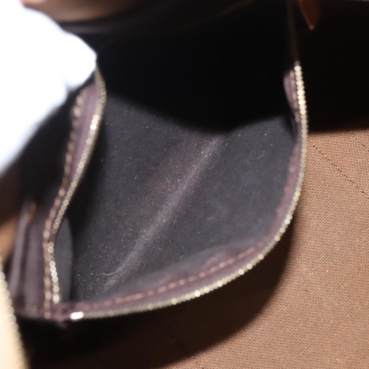 CELINE Macadam Canvas Hand Bag PVC Leather Brown Gold Auth sw200V