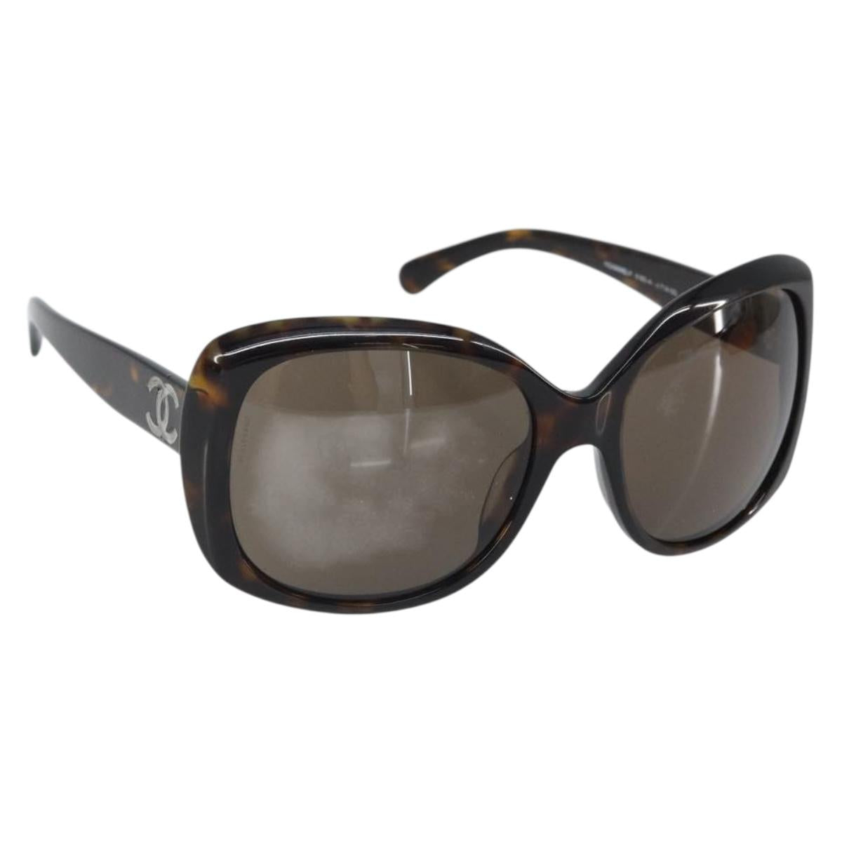 CHANEL Sunglasses plastic Brown CC Auth SW2001