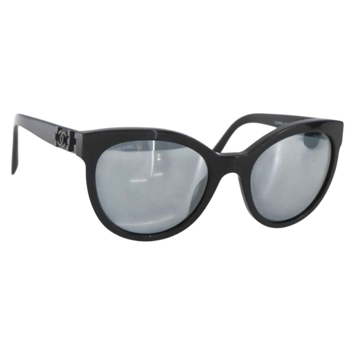 CHANEL Sunglasses plastic Black CC Auth SW2009