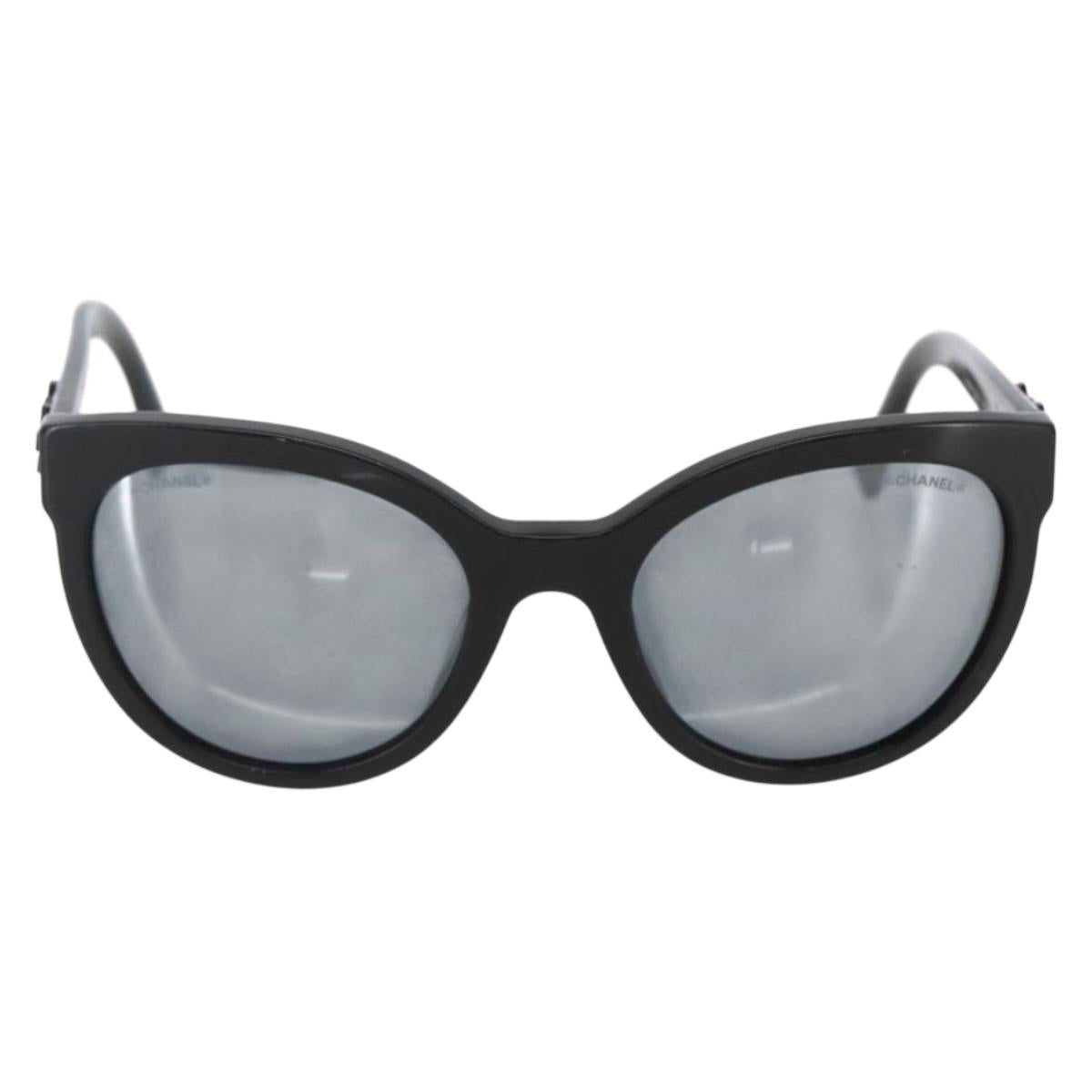 CHANEL Sunglasses plastic Black CC Auth SW2009