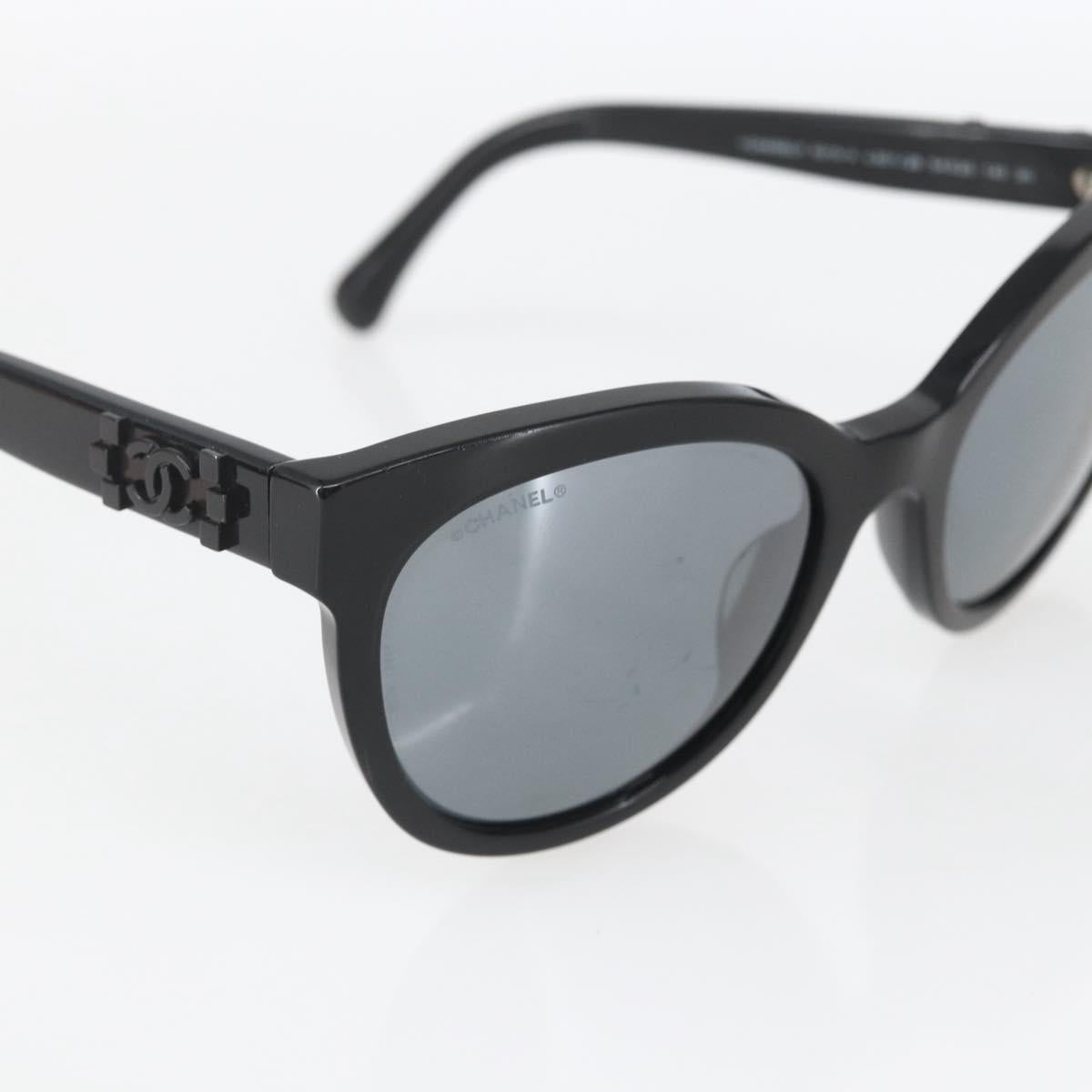 CHANEL Sunglasses plastic Black CC Auth SW2009