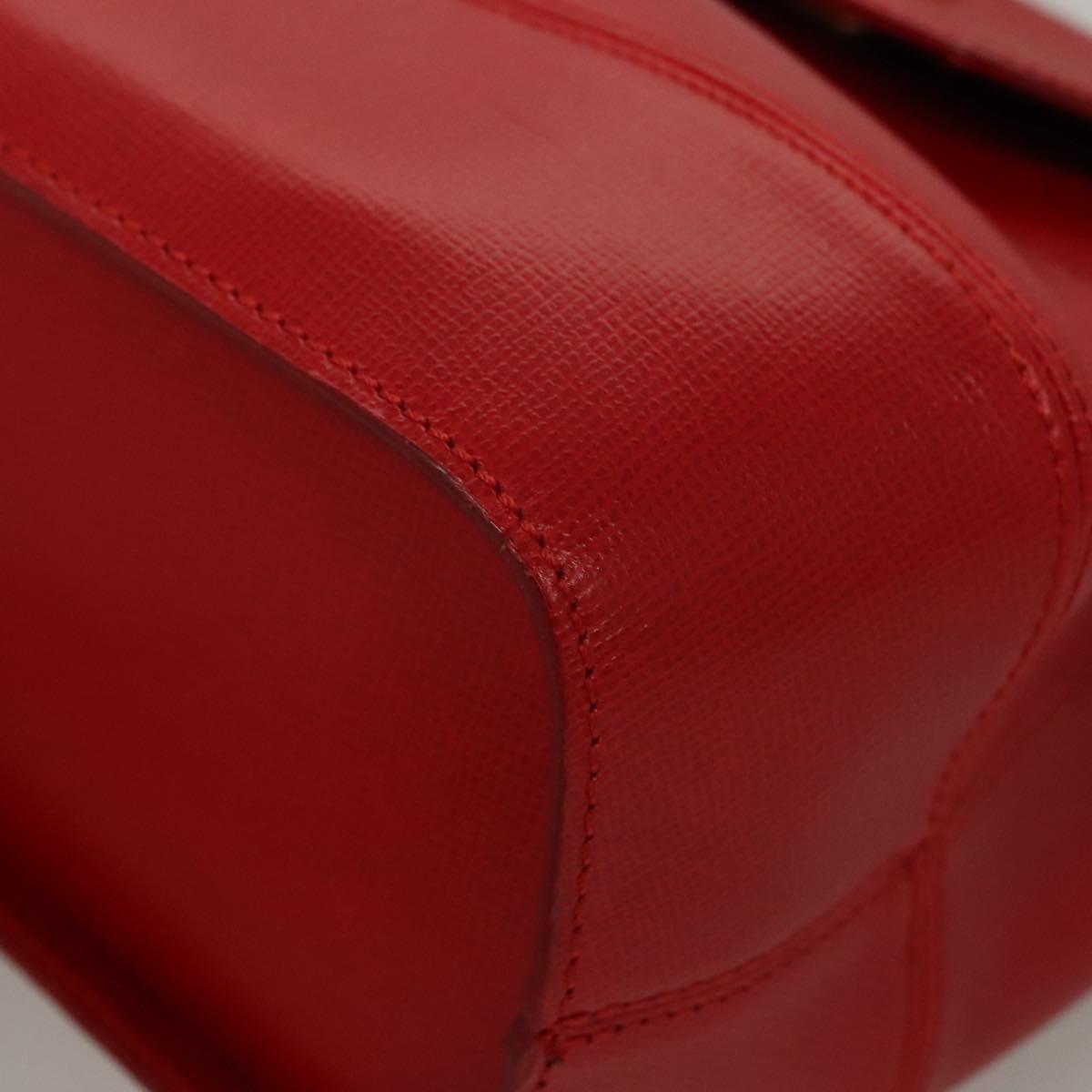 Christian Dior Hand Bag Leather Red Gold Auth sw201V