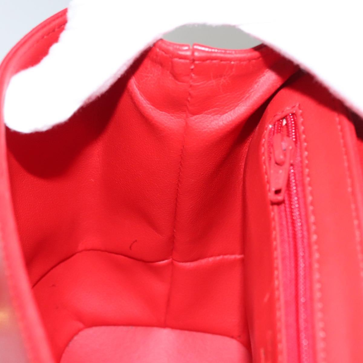 Christian Dior Hand Bag Leather Red Gold Auth sw201V