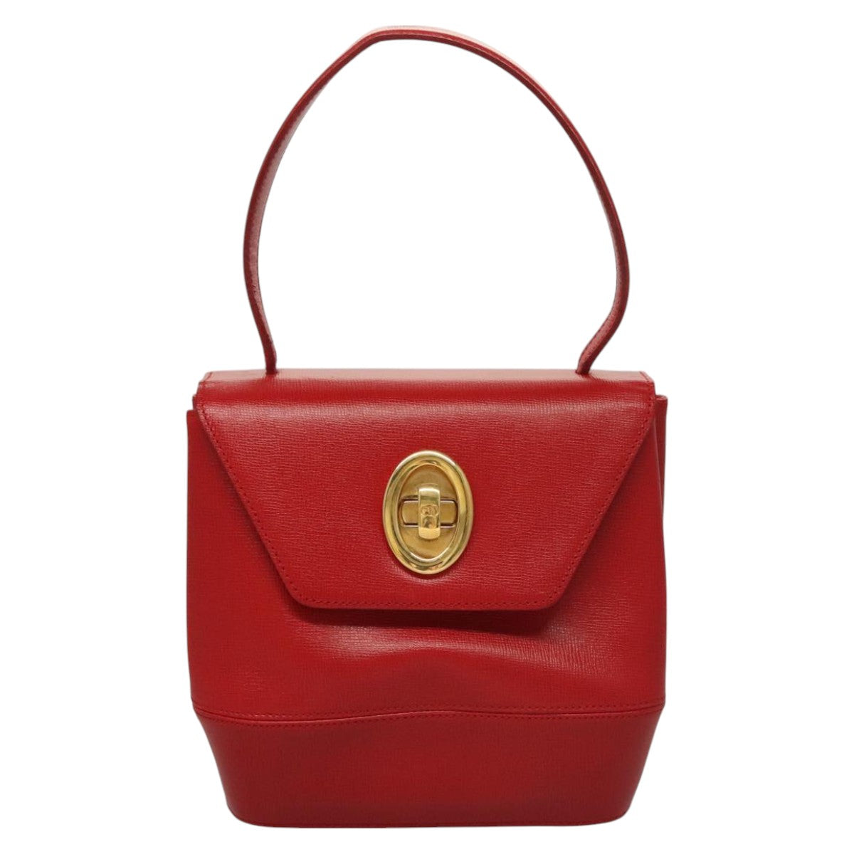 Christian Dior Hand Bag Leather Red Gold Auth sw201V