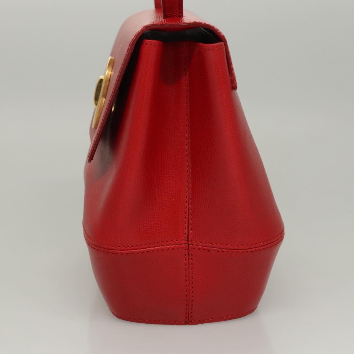 Christian Dior Hand Bag Leather Red Gold Auth sw201V