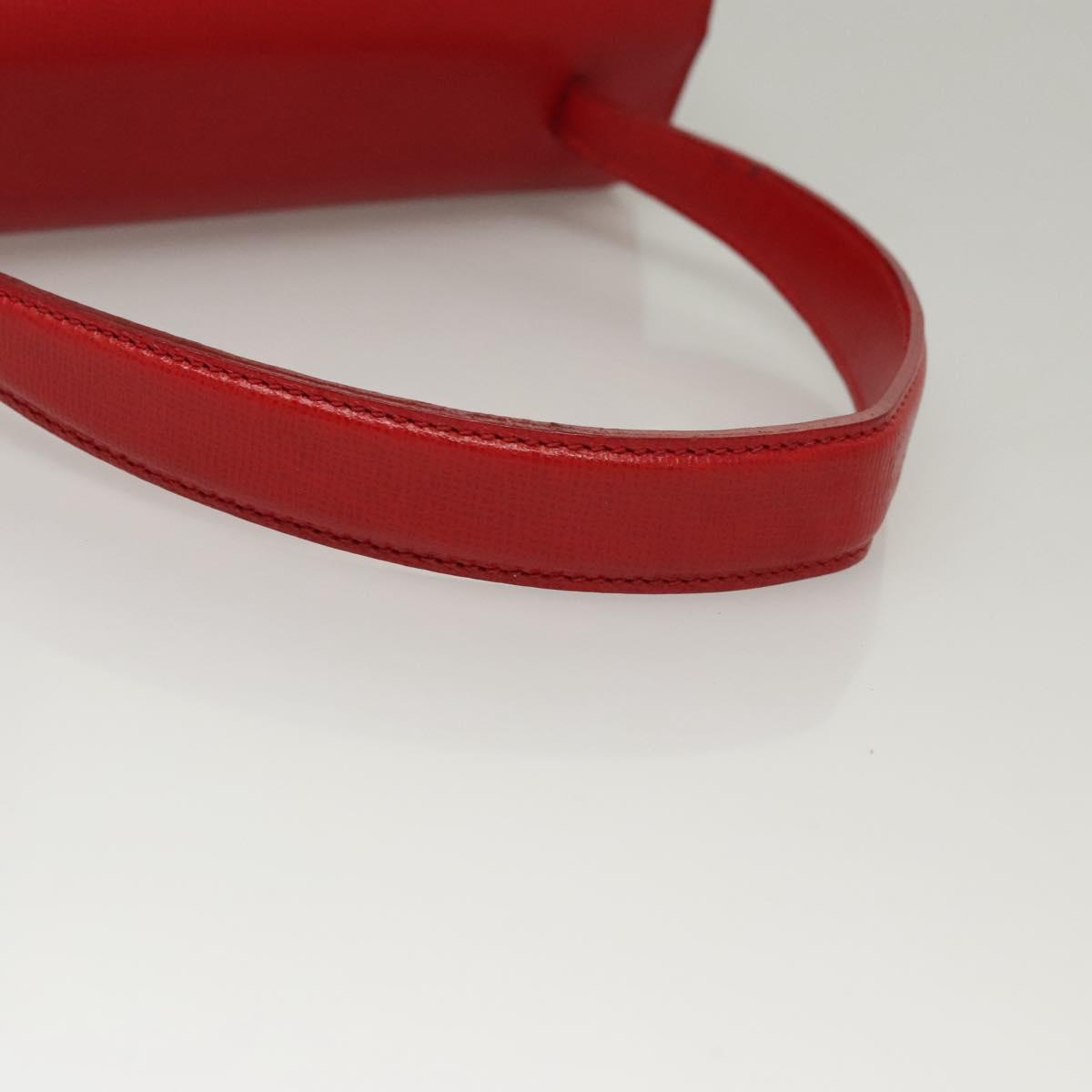 Christian Dior Hand Bag Leather Red Gold Auth sw201V