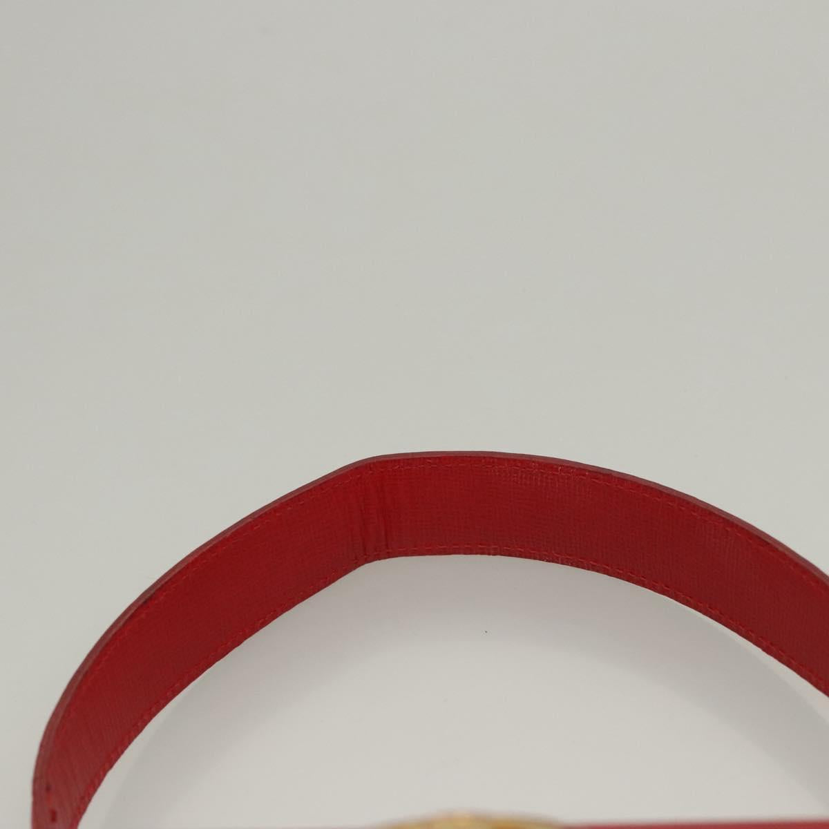 Christian Dior Hand Bag Leather Red Gold Auth sw201V