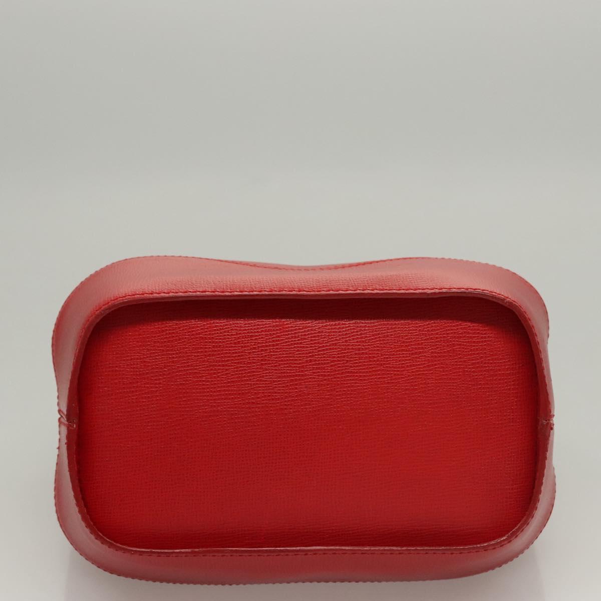 Christian Dior Hand Bag Leather Red Gold Auth sw201V