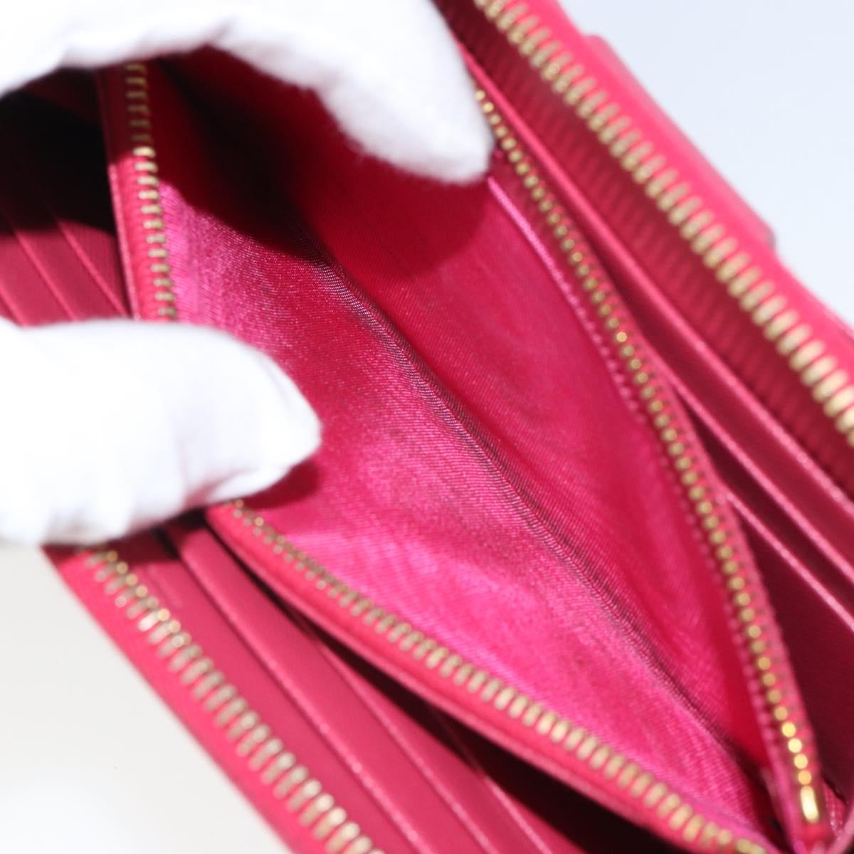 PRADA Ribbon Long Wallet Safiano leather Pink Gold Auth SW2018