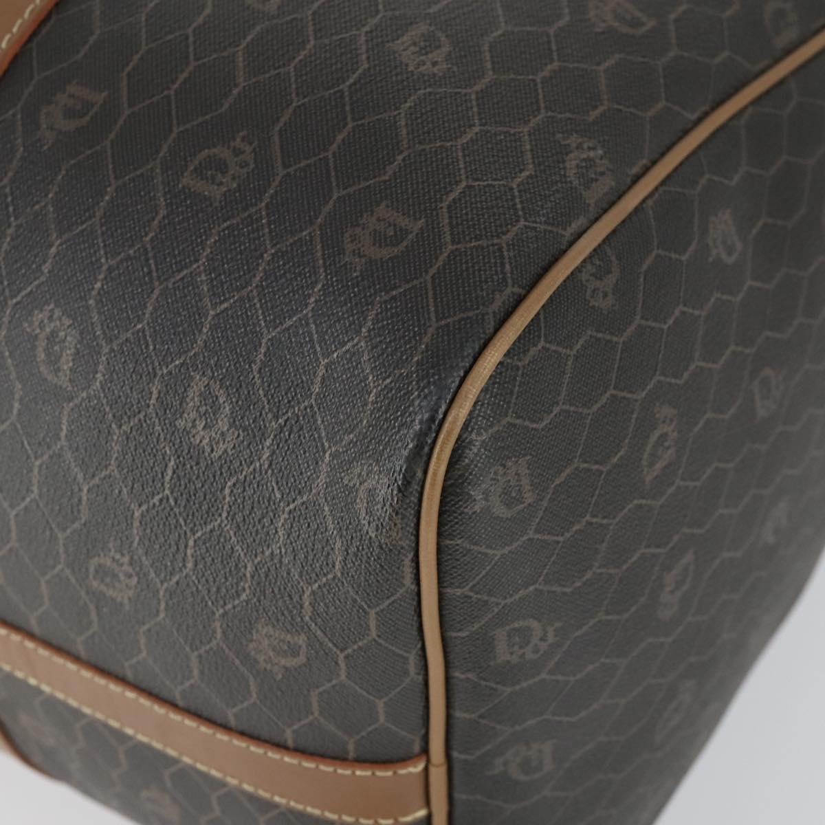 Christian Dior Honeycomb Canvas Boston Bag PVC Black Gold Auth SW2024