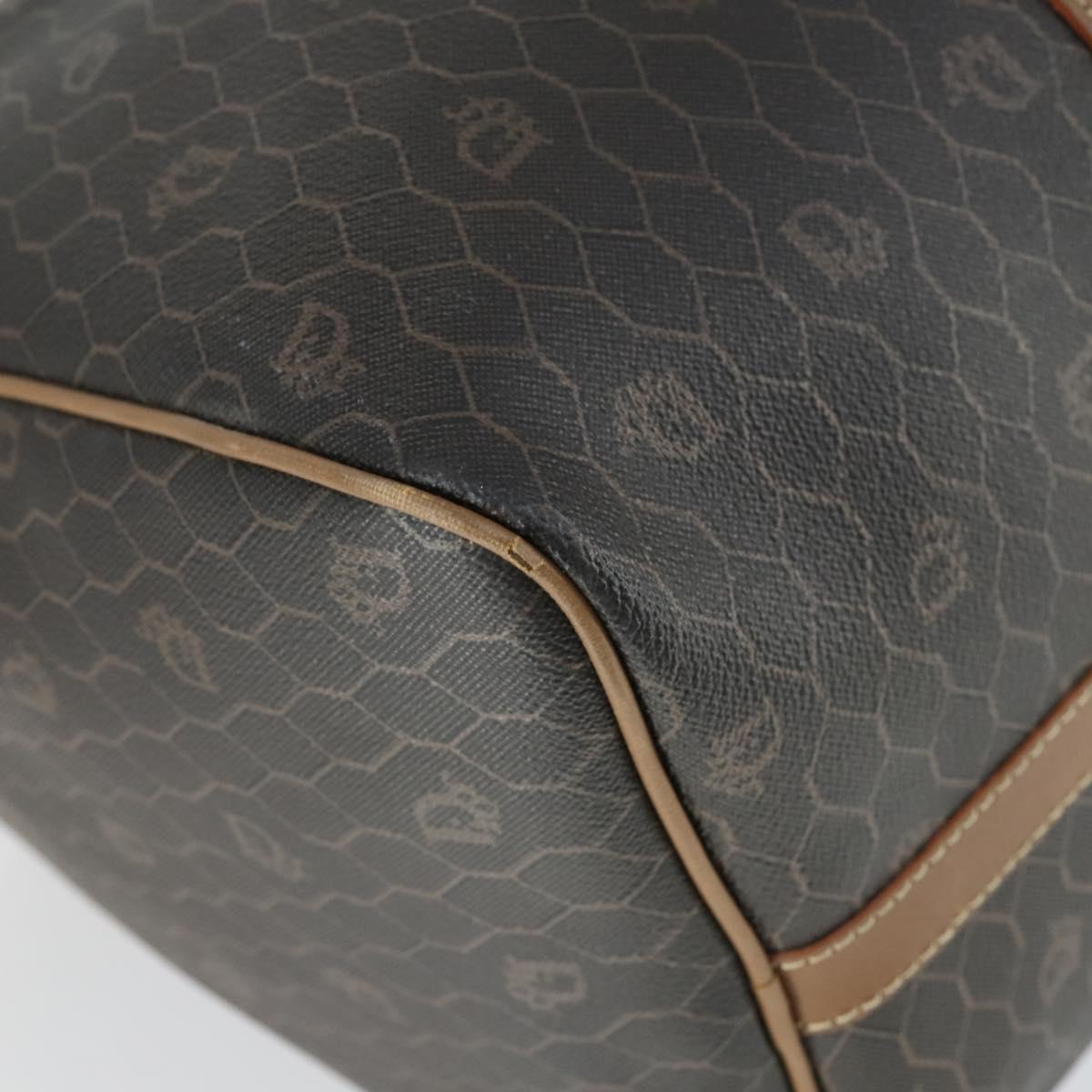 Christian Dior Honeycomb Canvas Boston Bag PVC Black Gold Auth SW2024