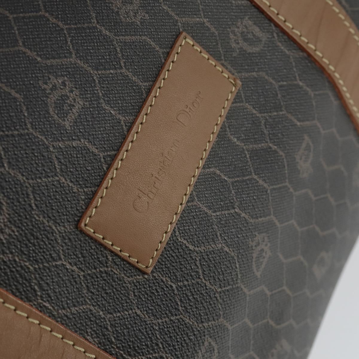 Christian Dior Honeycomb Canvas Boston Bag PVC Black Gold Auth SW2024
