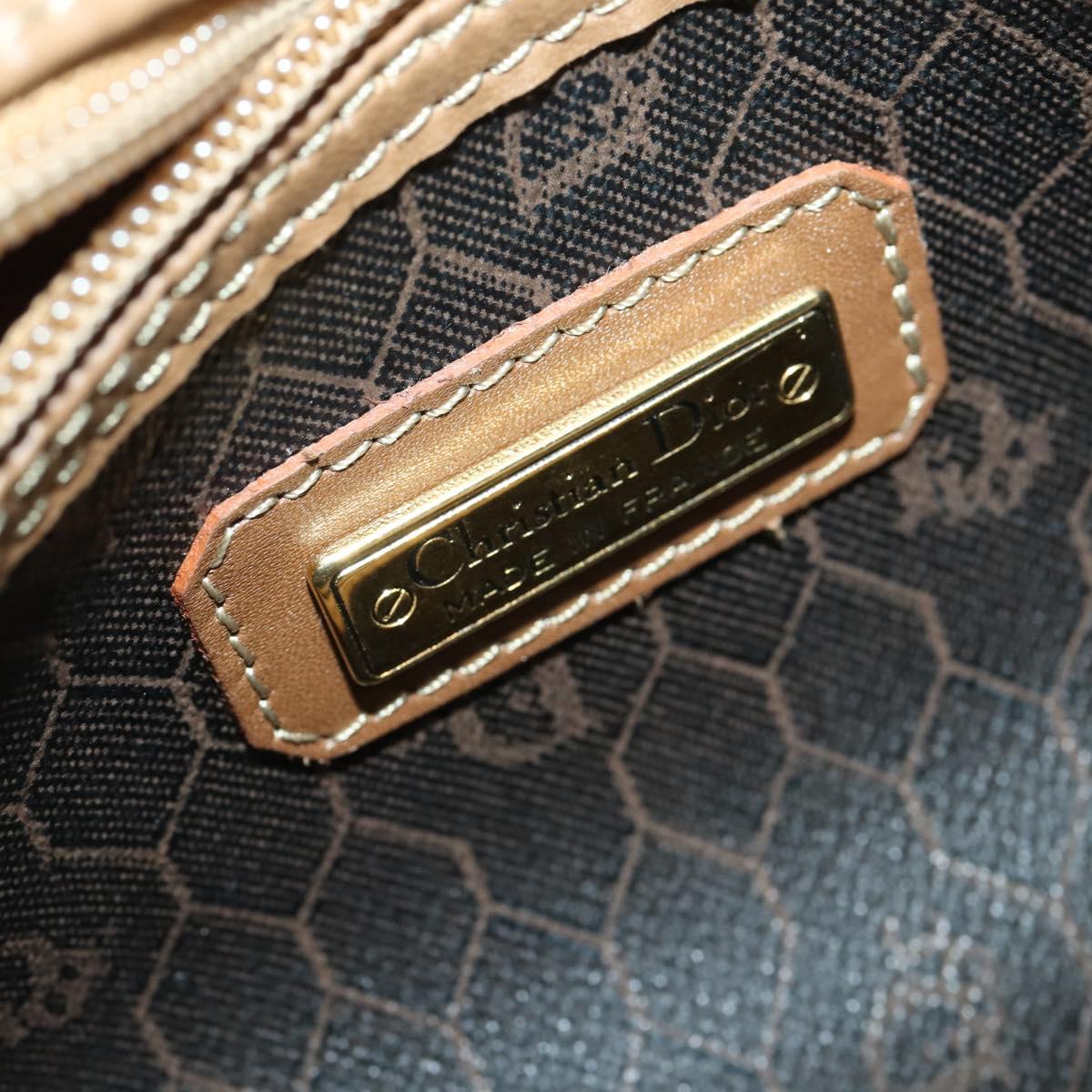 Christian Dior Honeycomb Canvas Boston Bag PVC Black Gold Auth SW2024