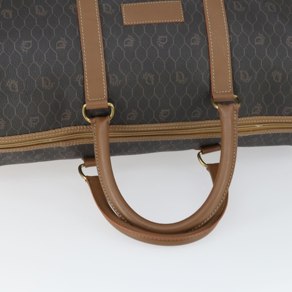 Christian Dior Honeycomb Canvas Boston Bag PVC Black Gold Auth SW2024