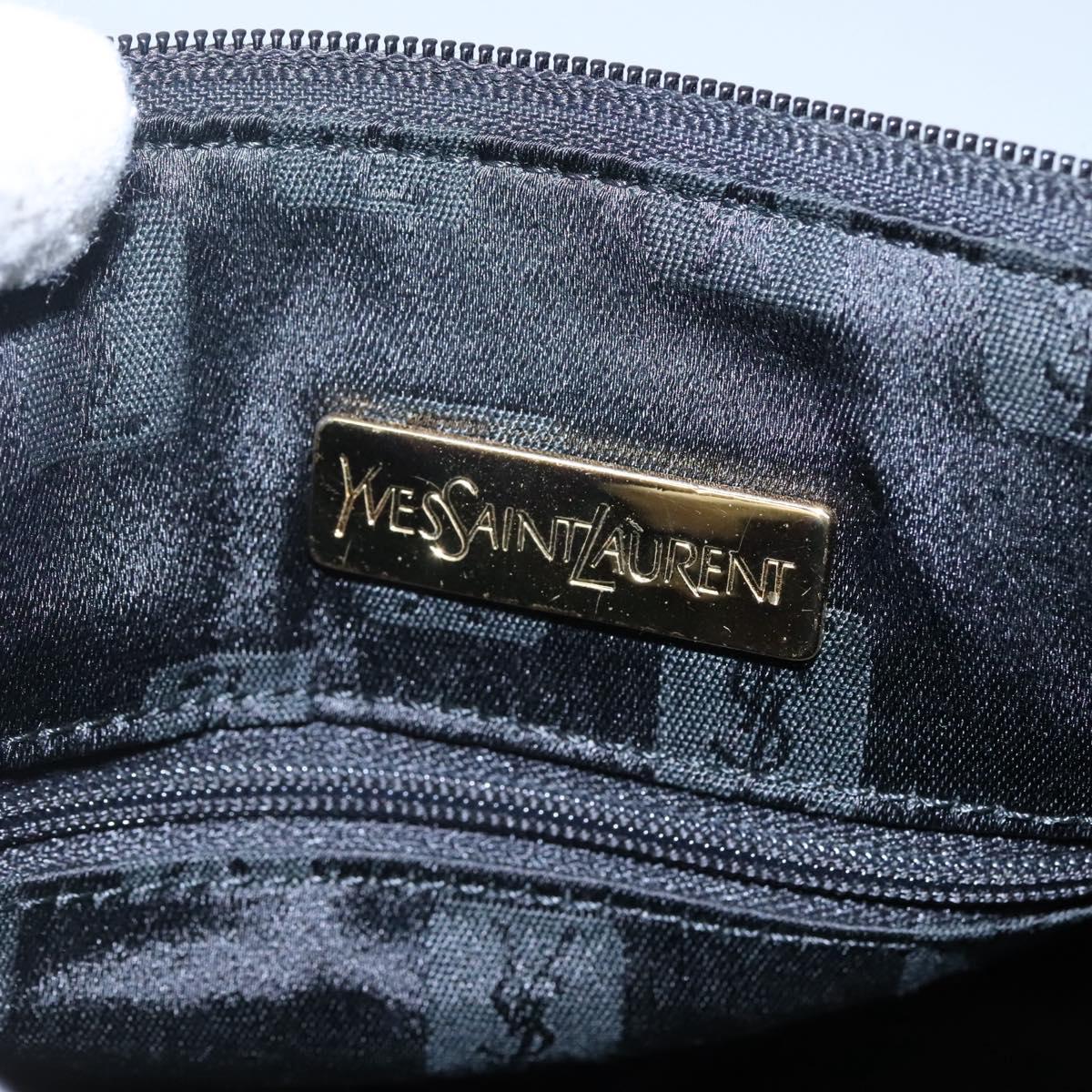 SAINT LAURENT Hand Bag Leather Black Auth sw203