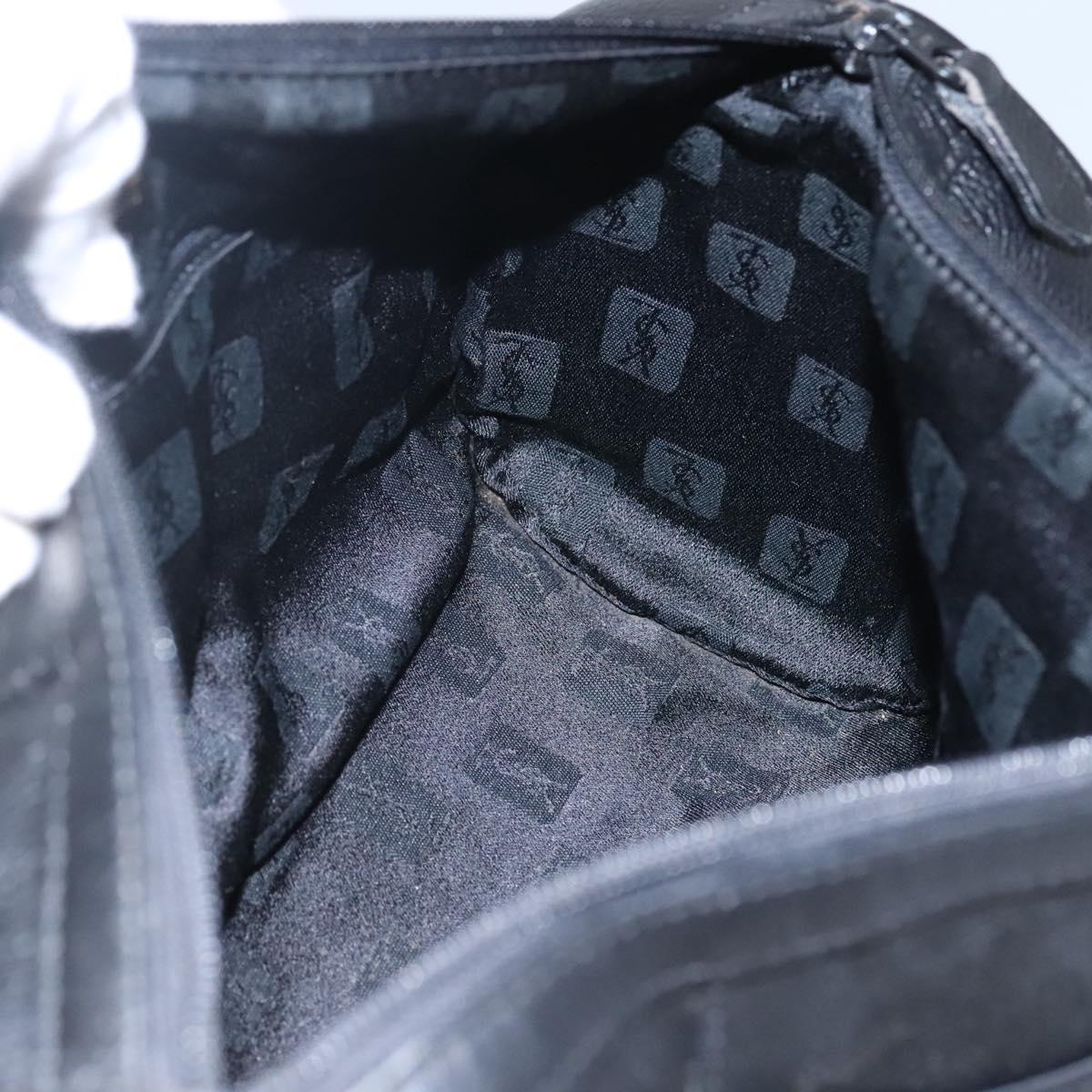 SAINT LAURENT Hand Bag Leather Black Auth sw203