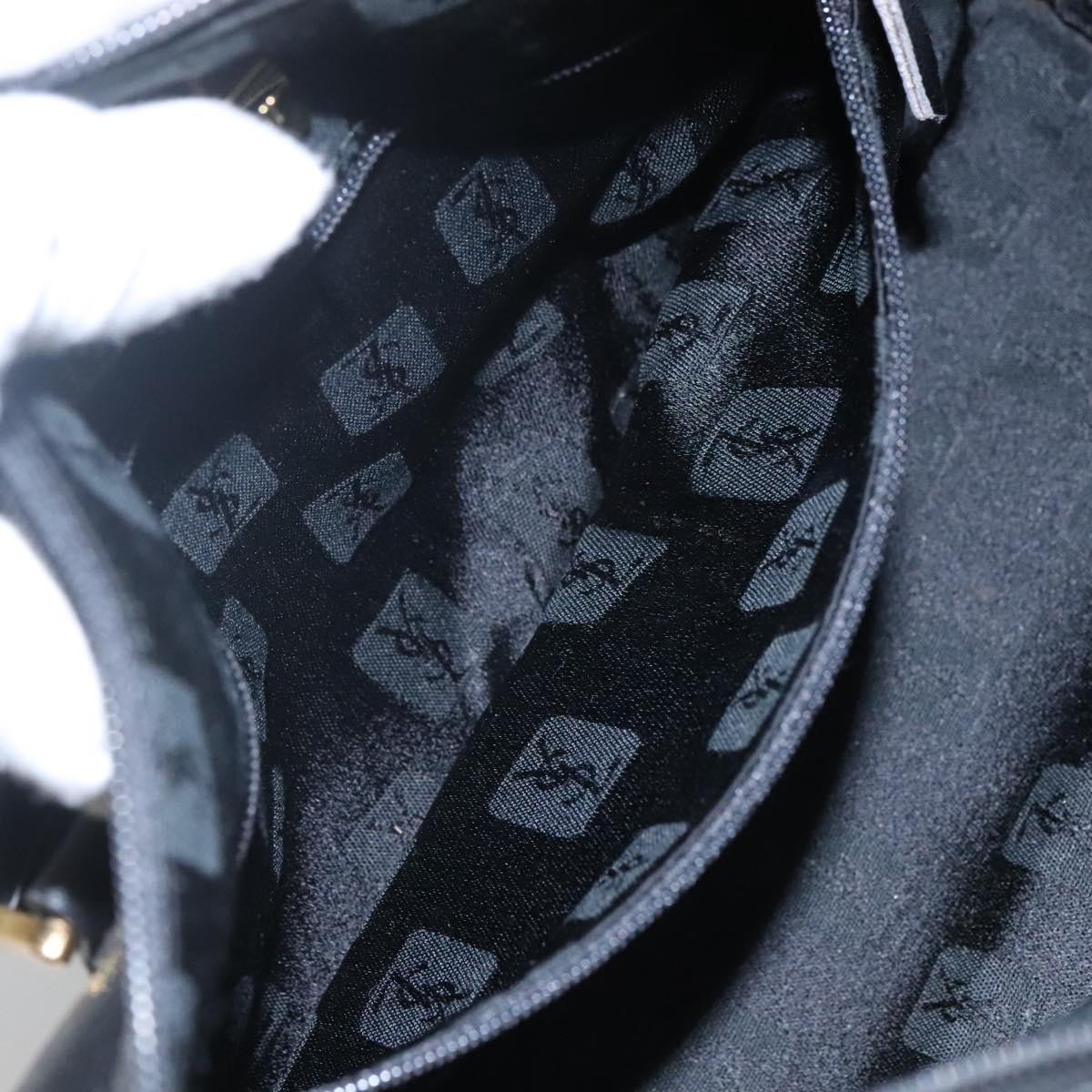 SAINT LAURENT Hand Bag Leather Black Auth sw203