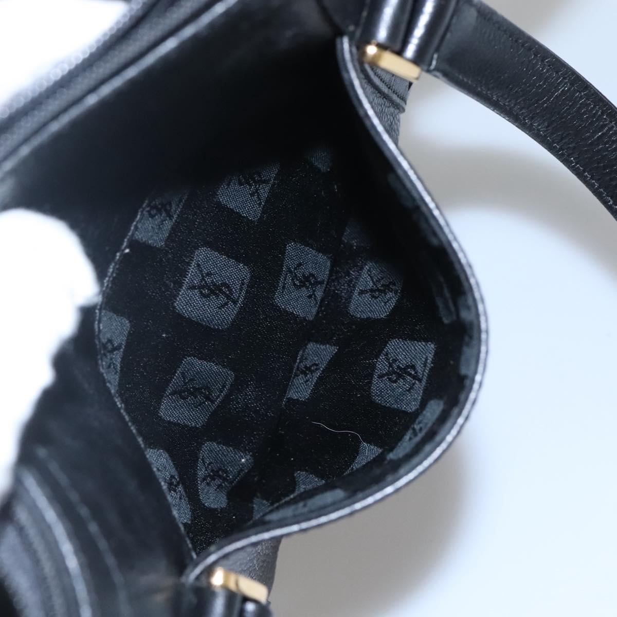 SAINT LAURENT Hand Bag Leather Black Auth sw203