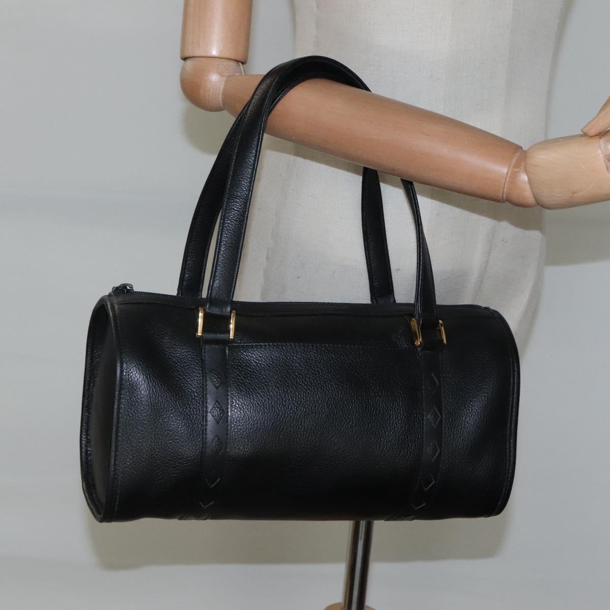 SAINT LAURENT Hand Bag Leather Black Auth sw203
