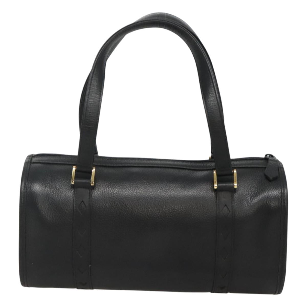 SAINT LAURENT Hand Bag Leather Black Auth sw203