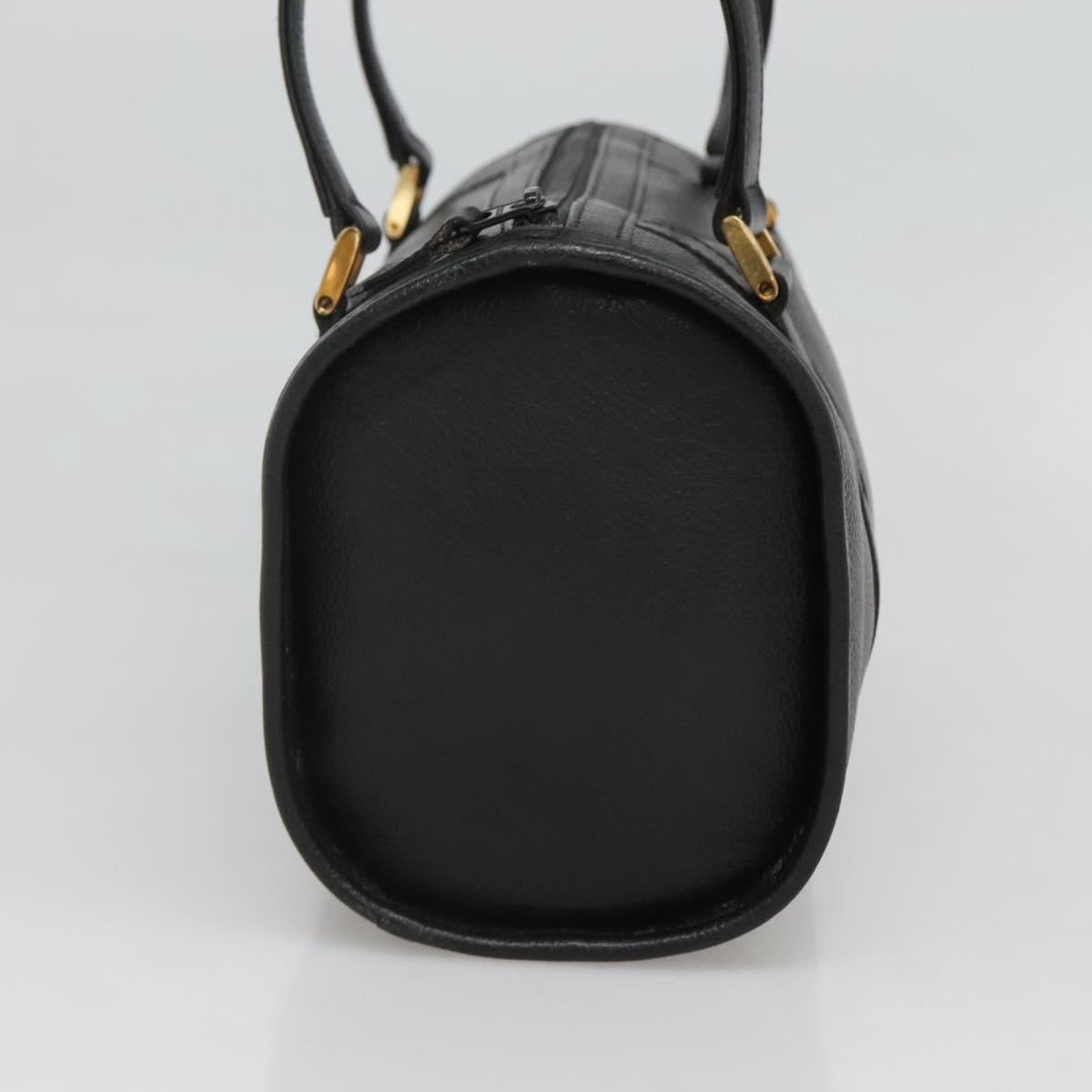 SAINT LAURENT Hand Bag Leather Black Auth sw203