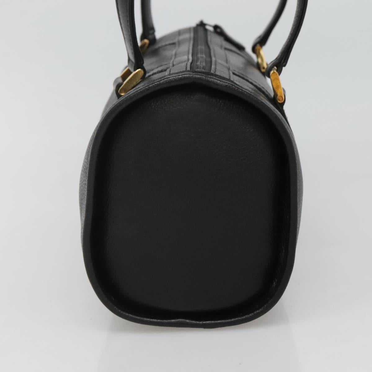 SAINT LAURENT Hand Bag Leather Black Auth sw203