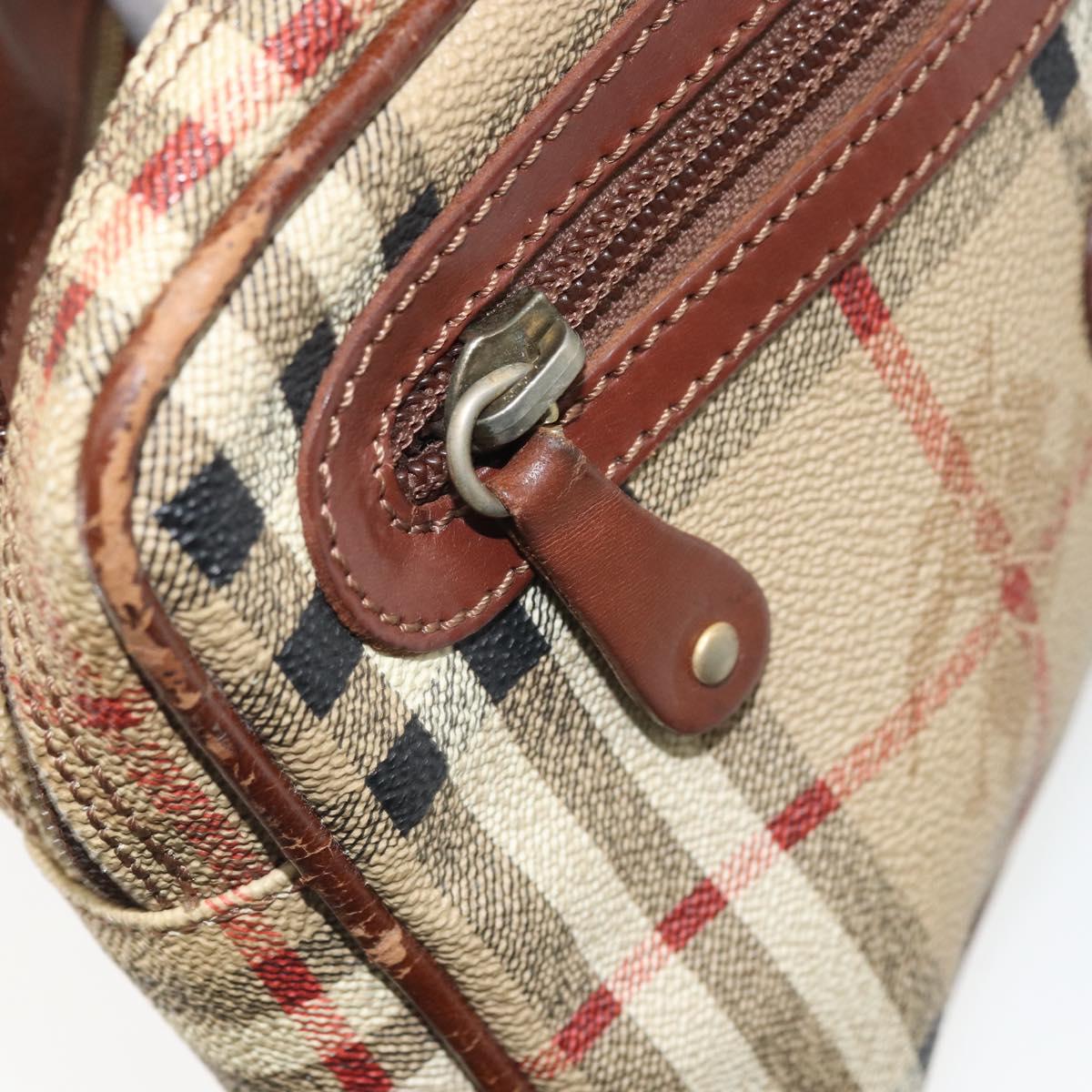 Burberrys Nova Check Clutch Bag PVC Beige Auth SW2033