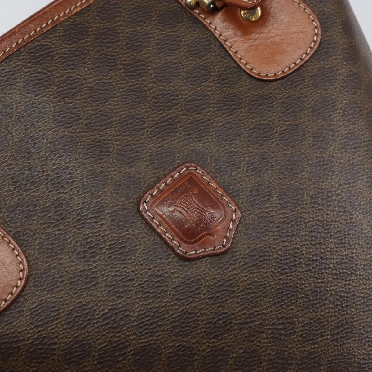 CELINE Macadam Canvas Tote Bag PVC Leather Brown Gold Auth SW2035