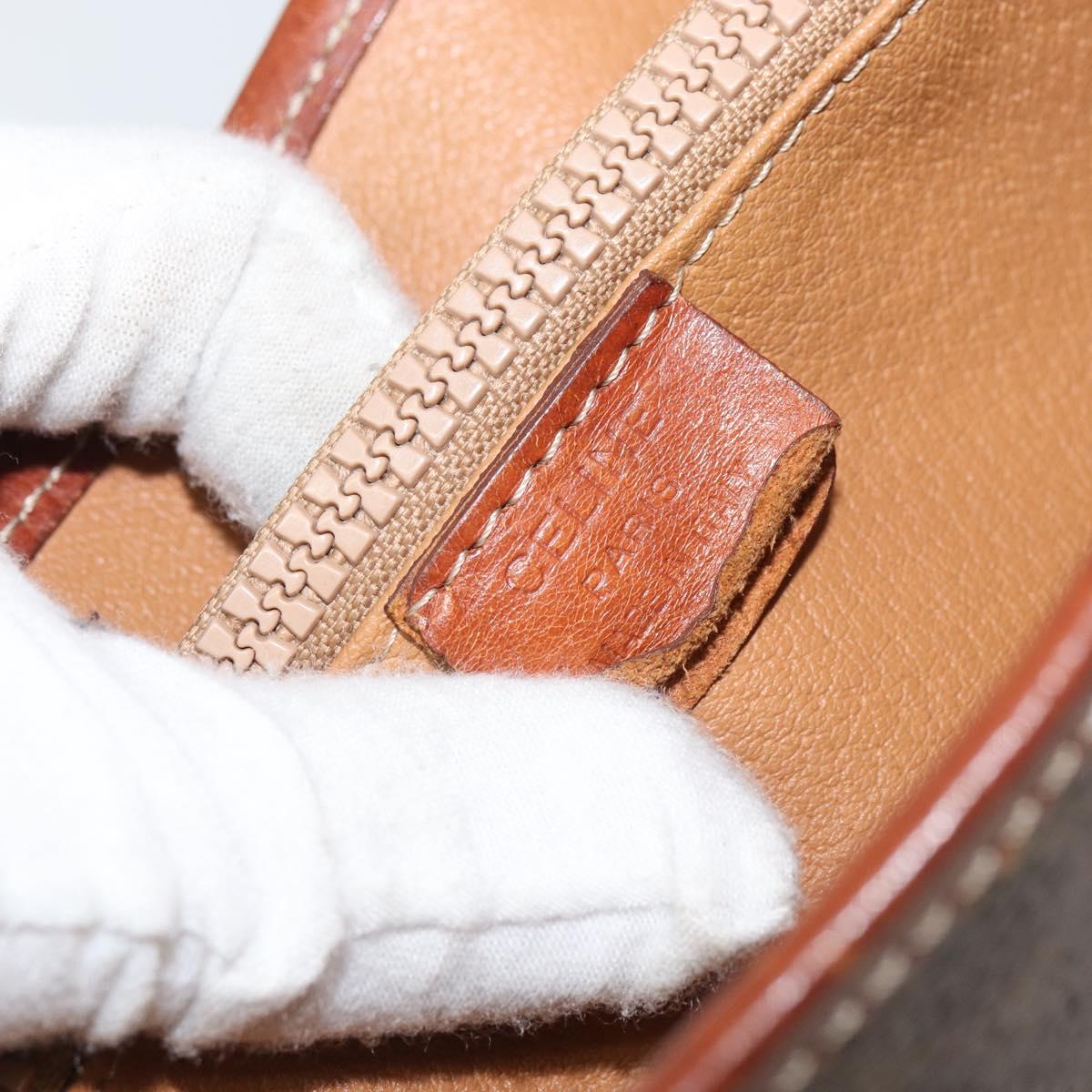 CELINE Macadam Canvas Tote Bag PVC Leather Brown Gold Auth SW2035