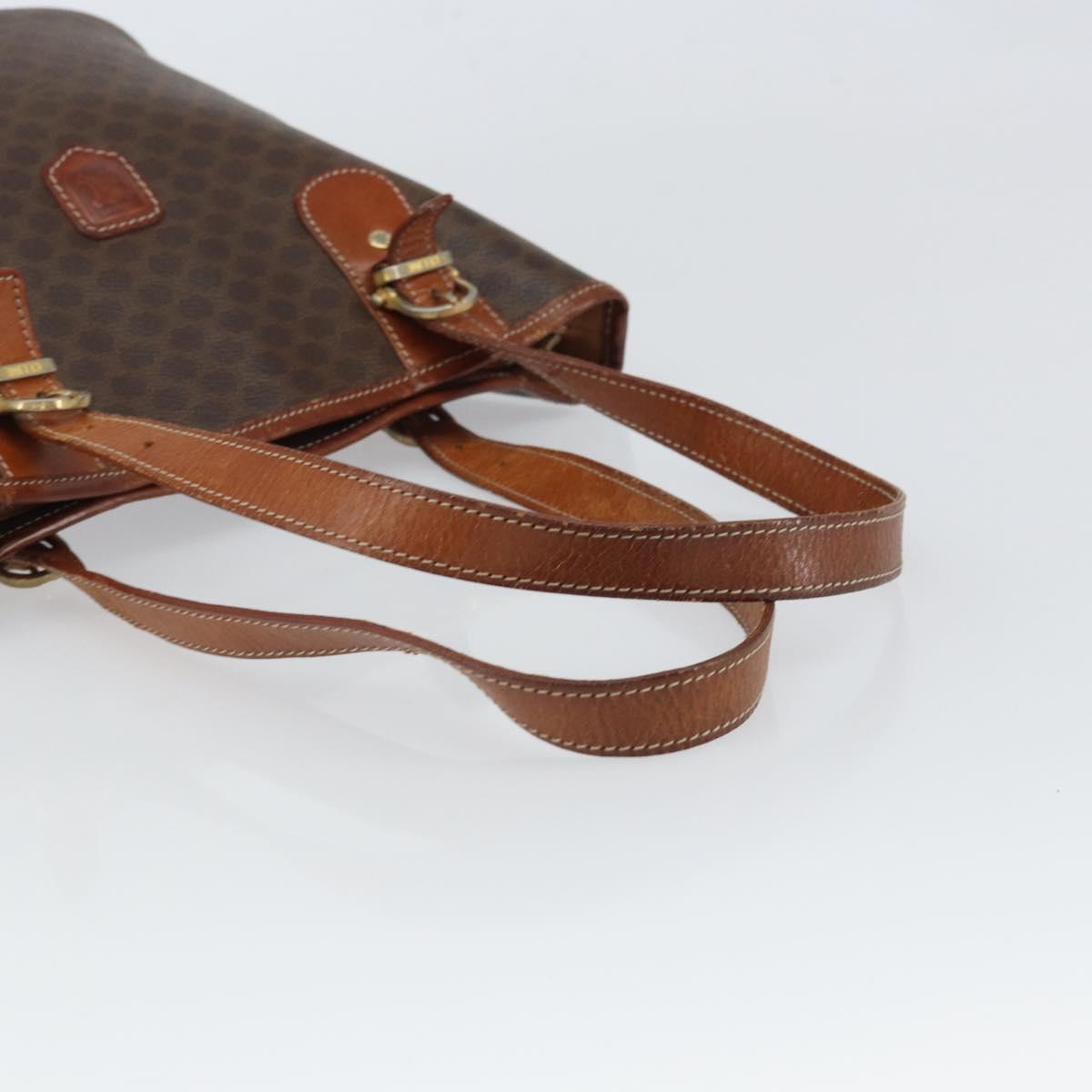 CELINE Macadam Canvas Tote Bag PVC Leather Brown Gold Auth SW2035