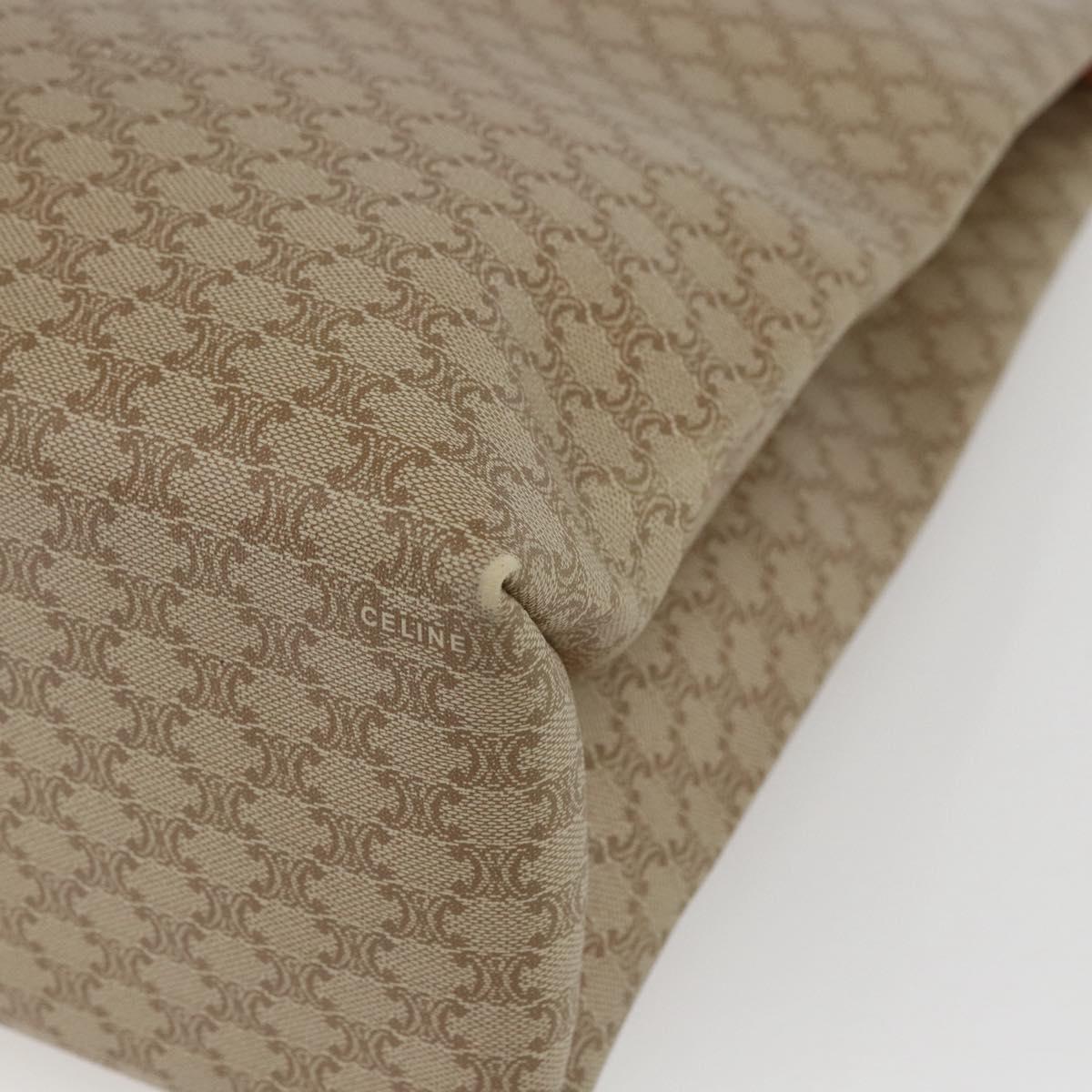 CELINE Macadam Canvas Tote Bag PVC Beige Gold Auth SW2038