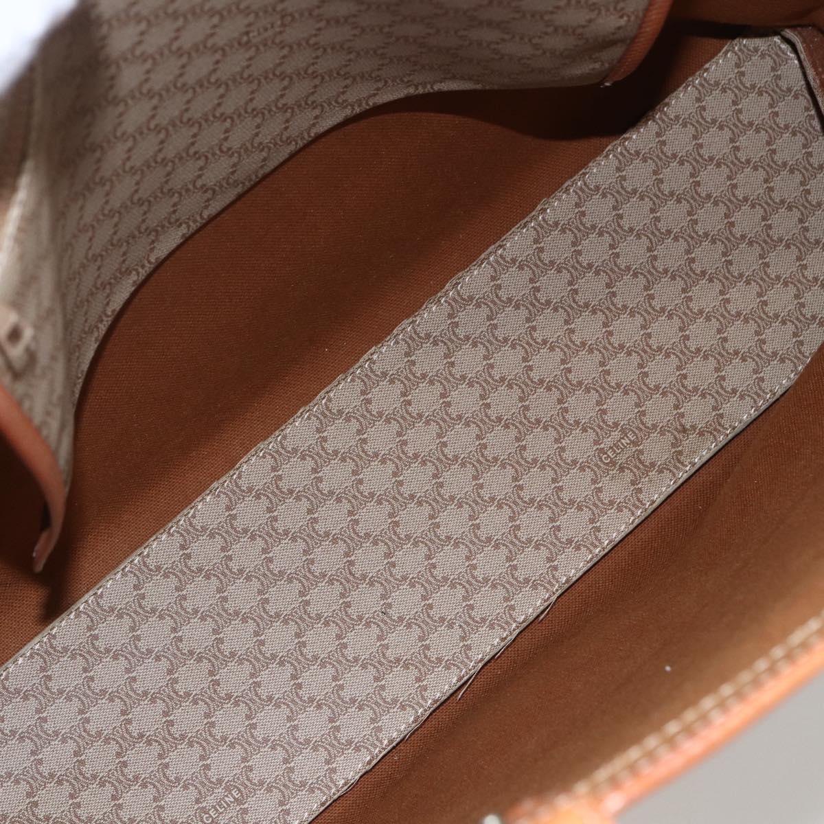 CELINE Macadam Canvas Tote Bag PVC Beige Gold Auth SW2038