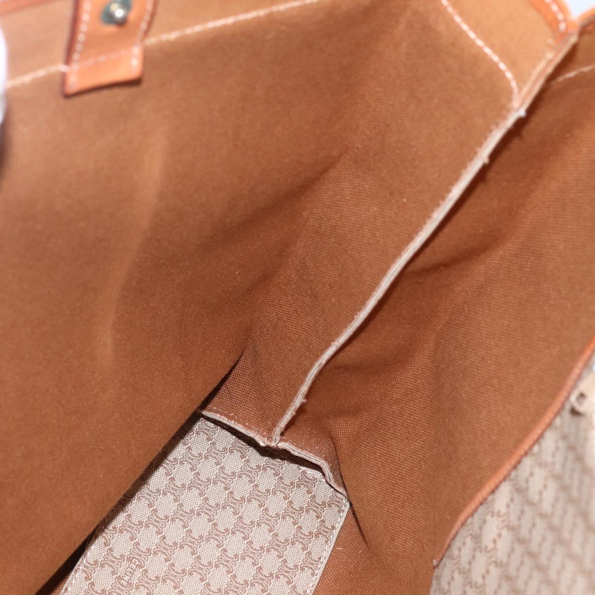 CELINE Macadam Canvas Tote Bag PVC Beige Gold Auth SW2038