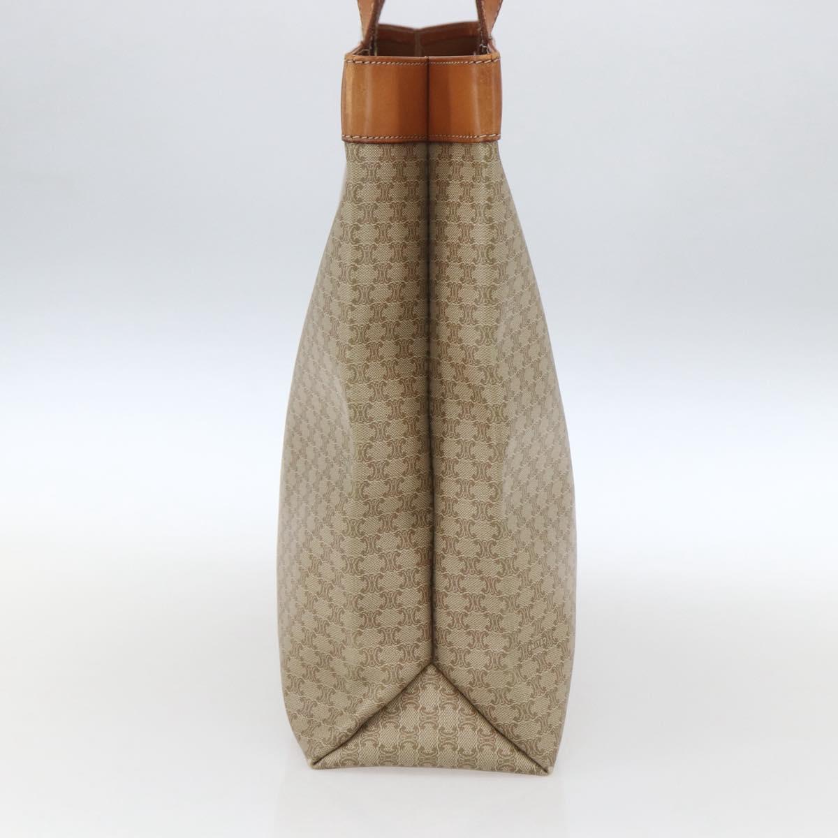 CELINE Macadam Canvas Tote Bag PVC Beige Gold Auth SW2038