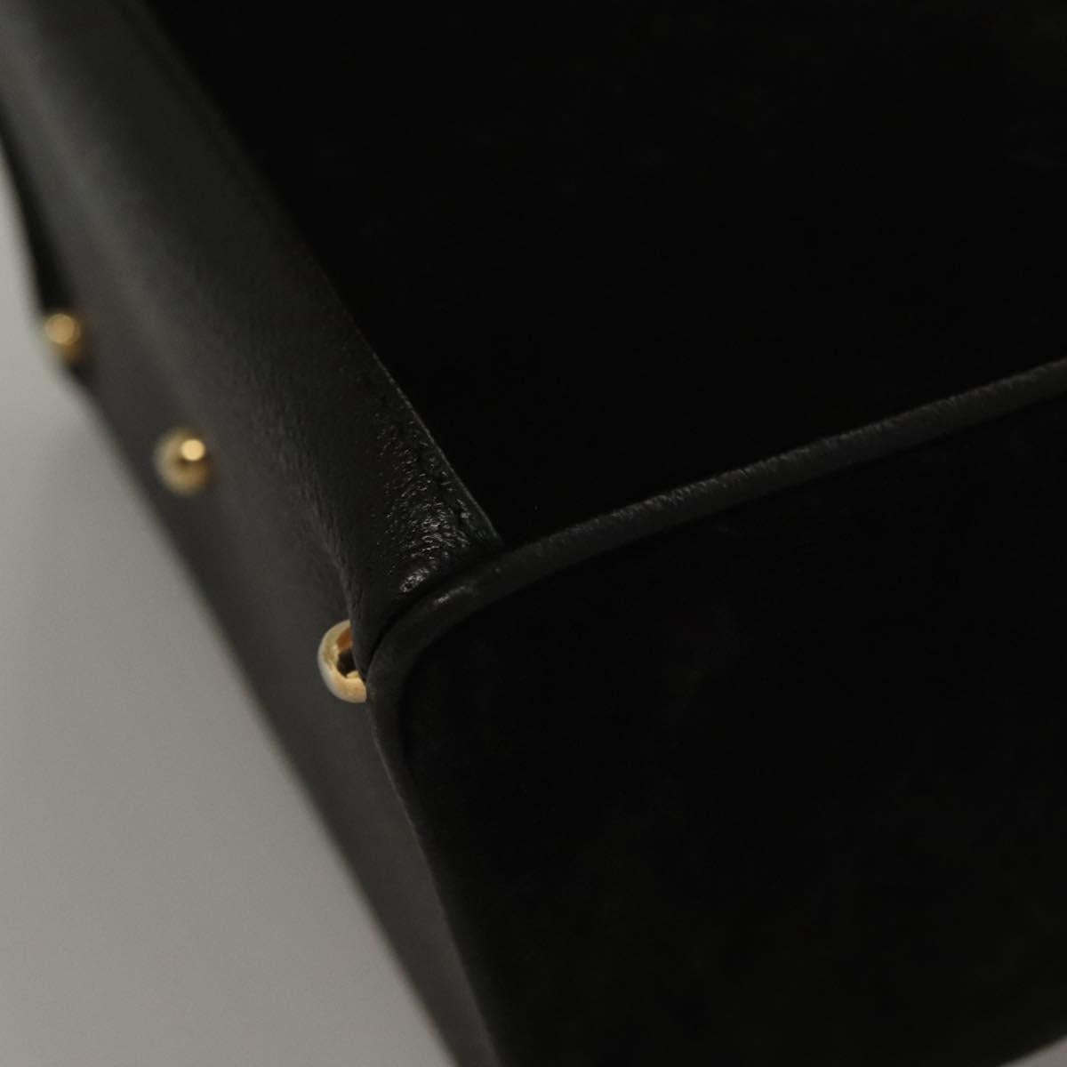 GUCCI Bamboo Hand Bag Suede 2way Black Gold 000 122 0316 Auth sw204