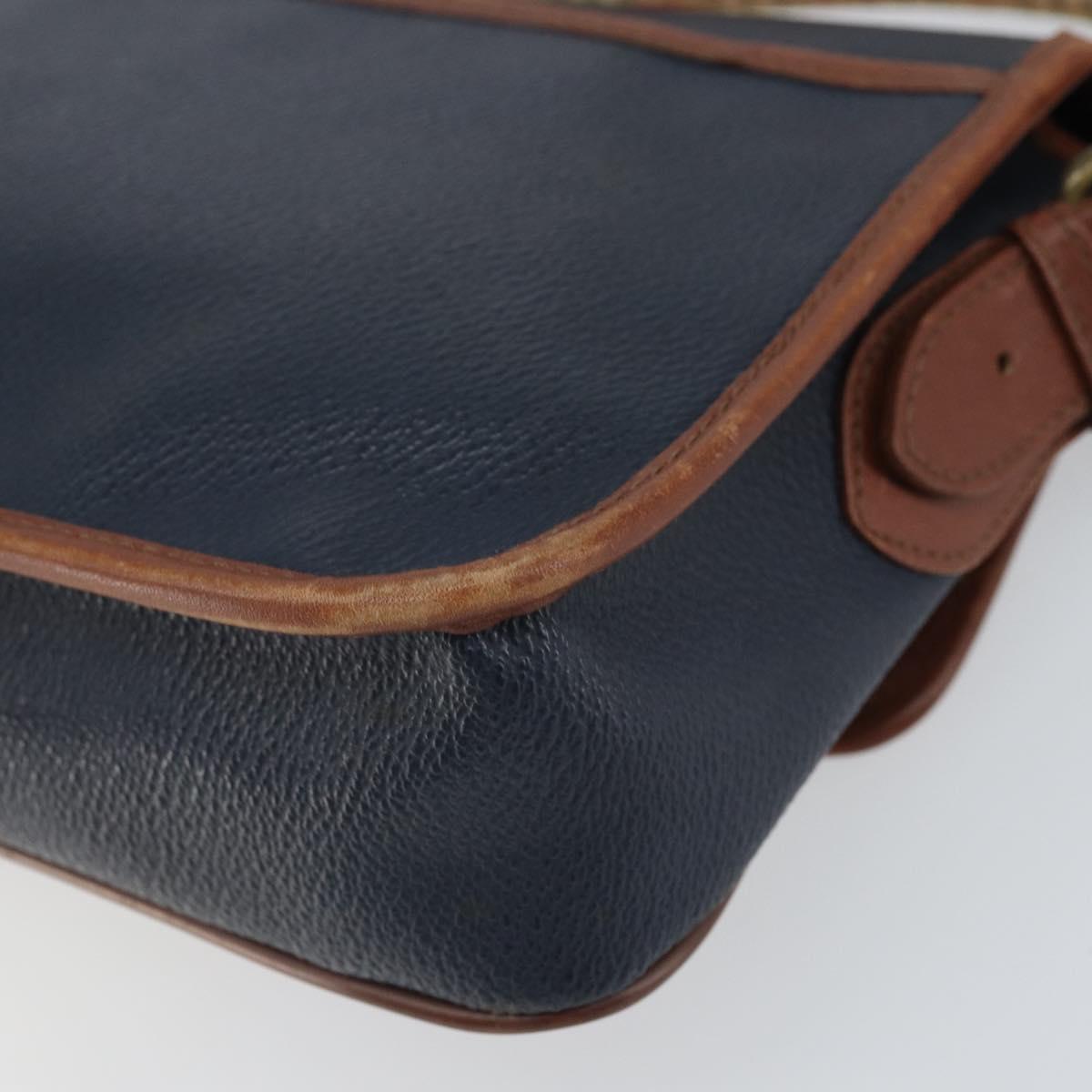 Burberrys Shoulder Bag PVC Navy Gold Auth SW2040