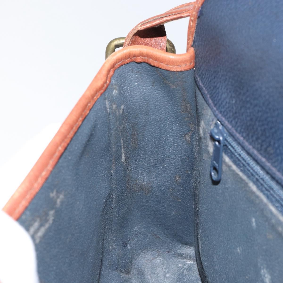 Burberrys Shoulder Bag PVC Navy Gold Auth SW2040