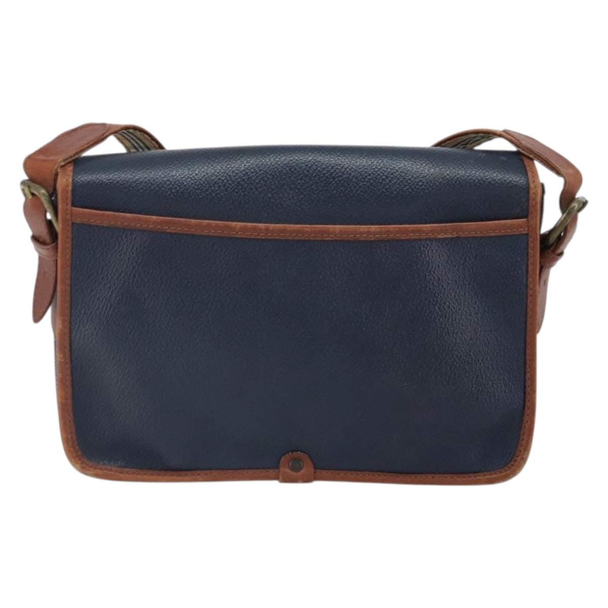 Burberrys Shoulder Bag PVC Navy Gold Auth SW2040