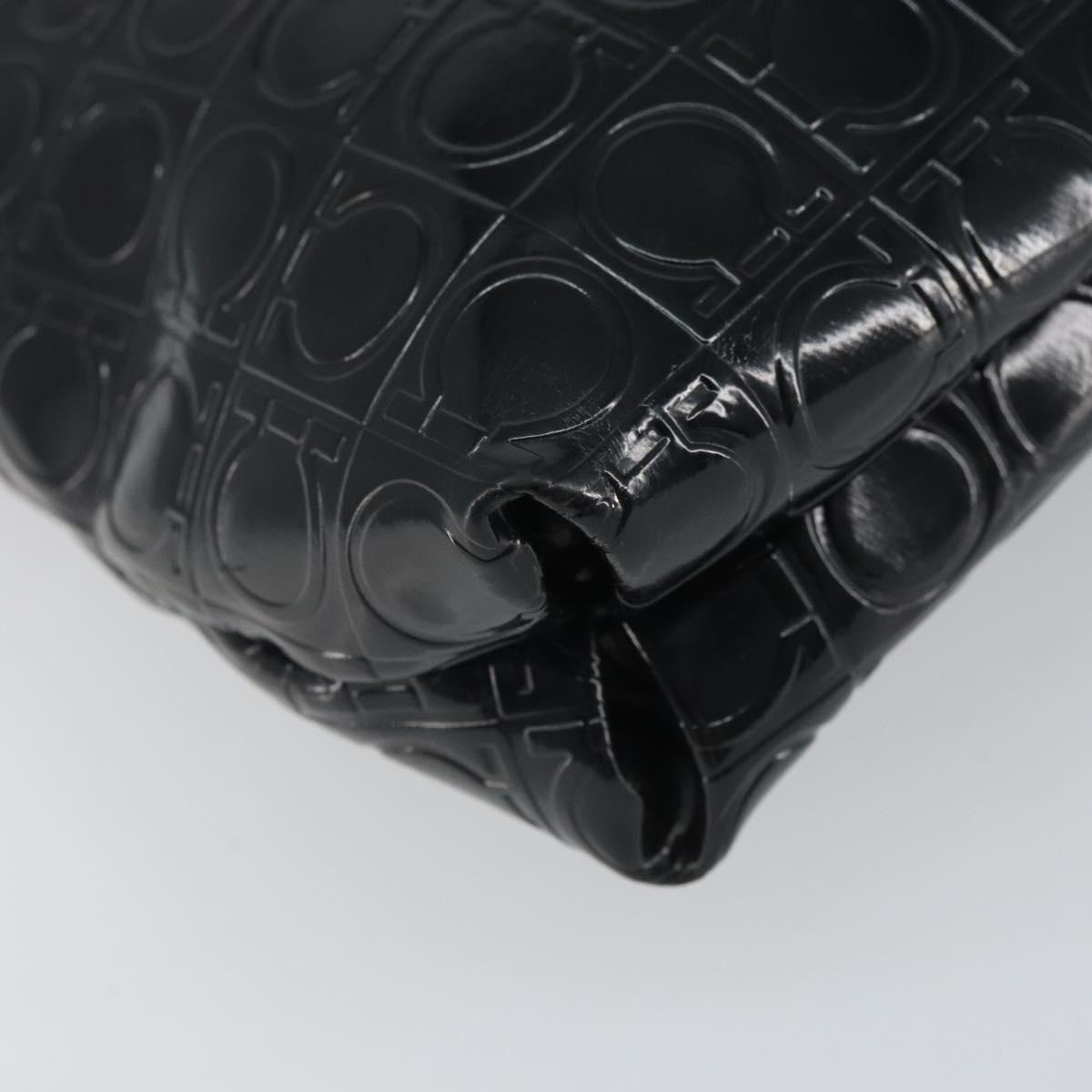 Salvatore Ferragamo Shoulder Bag Patent leather Black Silver Auth SW2048