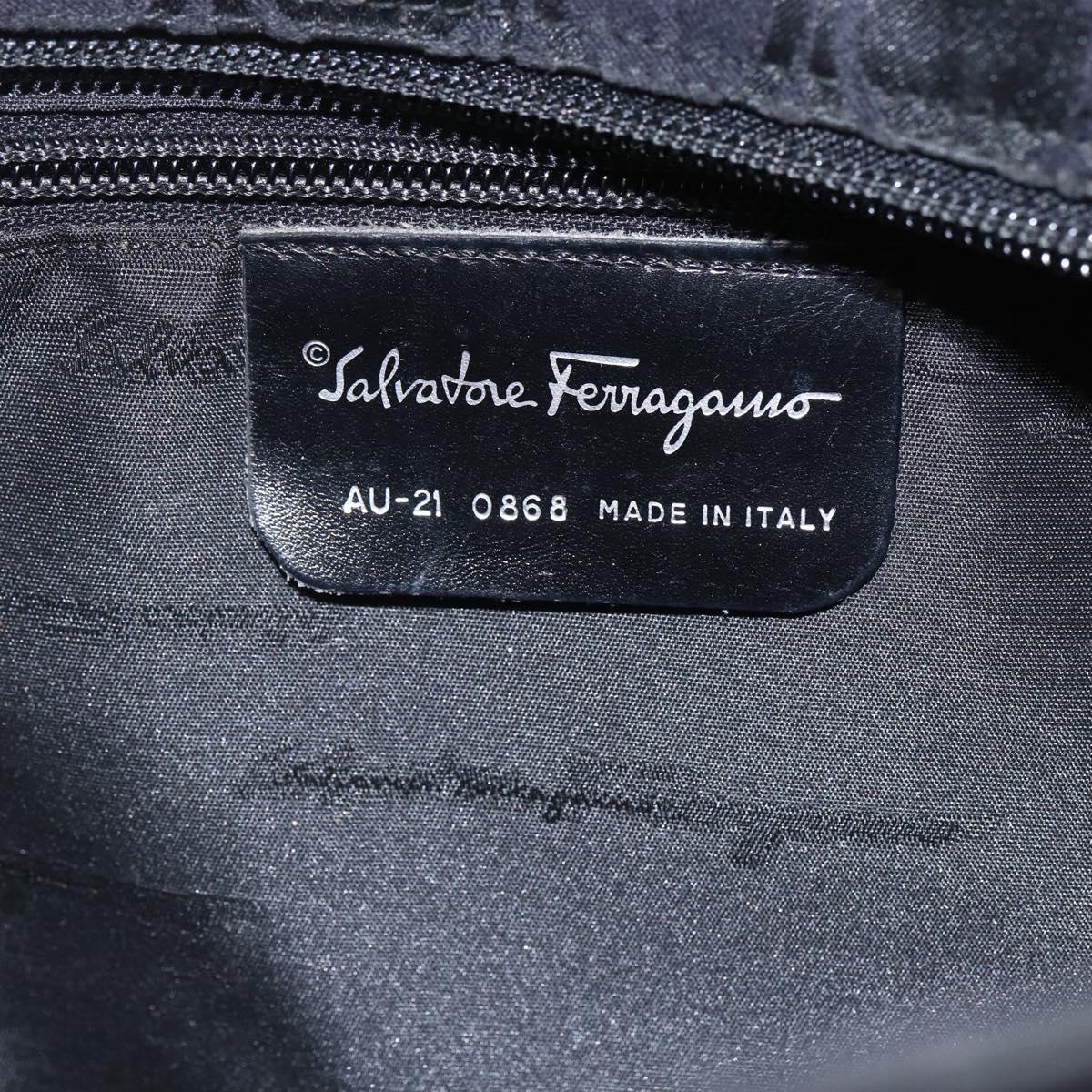 Salvatore Ferragamo Tote Bag Nylon Black Silver Auth SW2049
